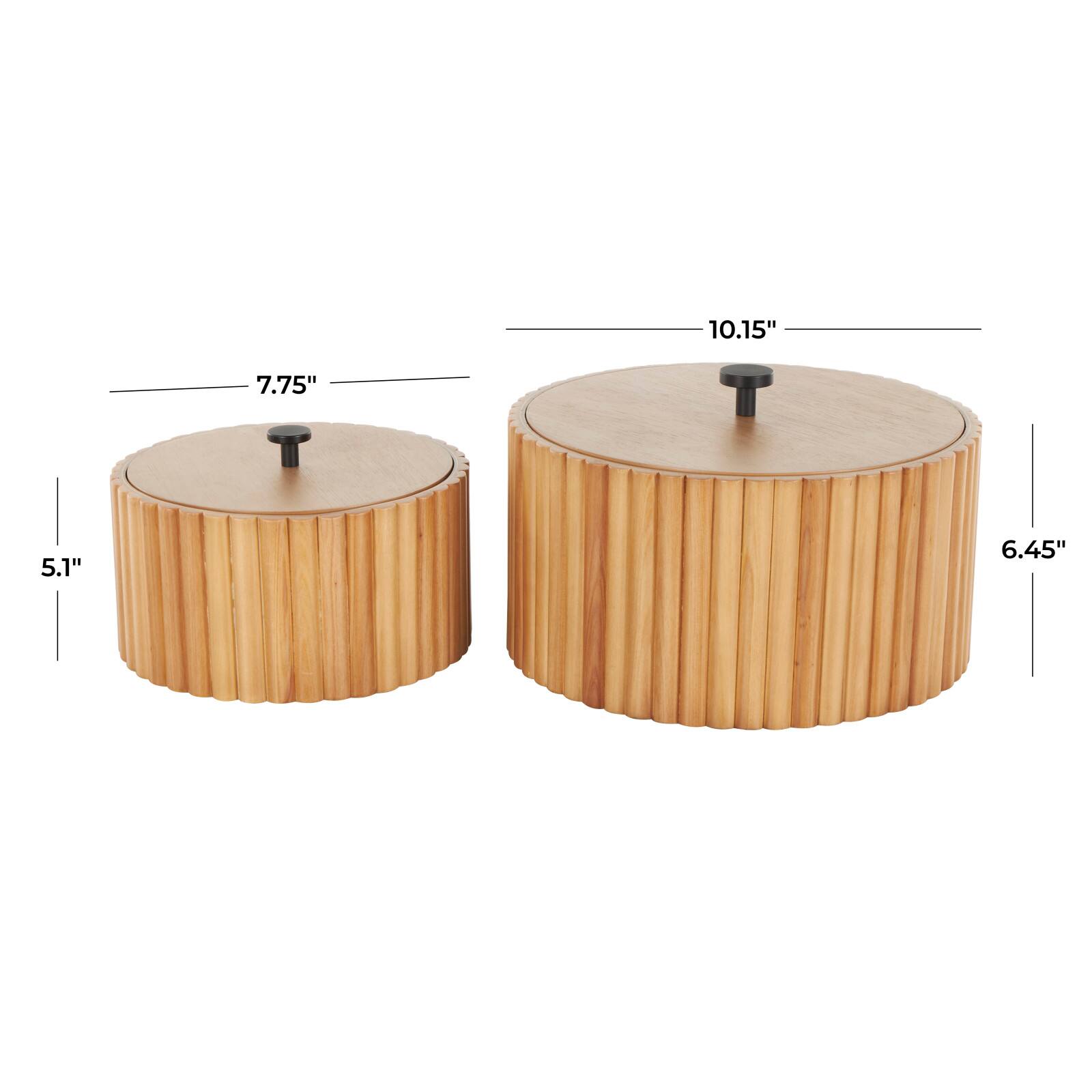 Brown Round Handmade Slatted Box Set