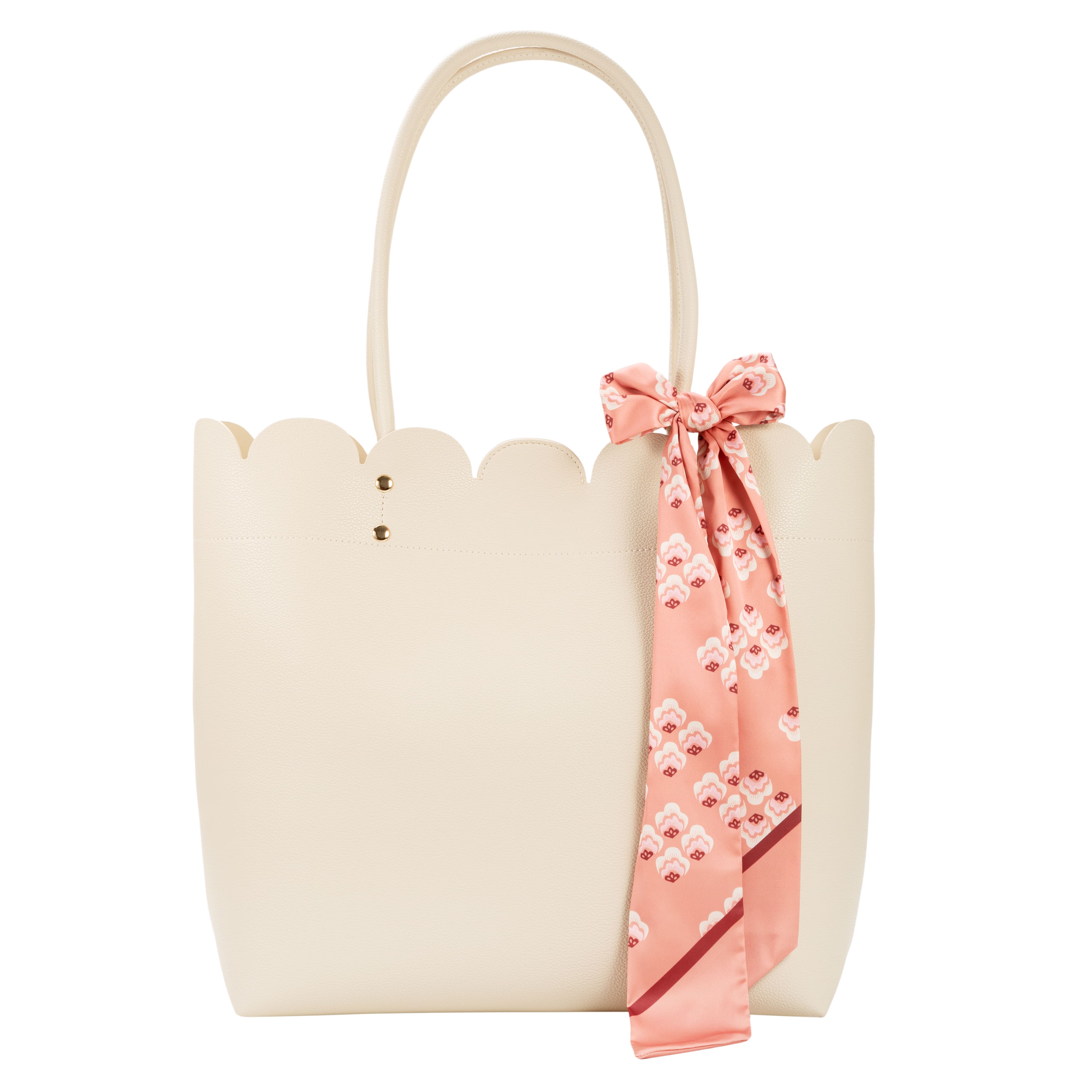 Summer Fashion Faux Leather Scalloped Tote with Scarf by Make Market