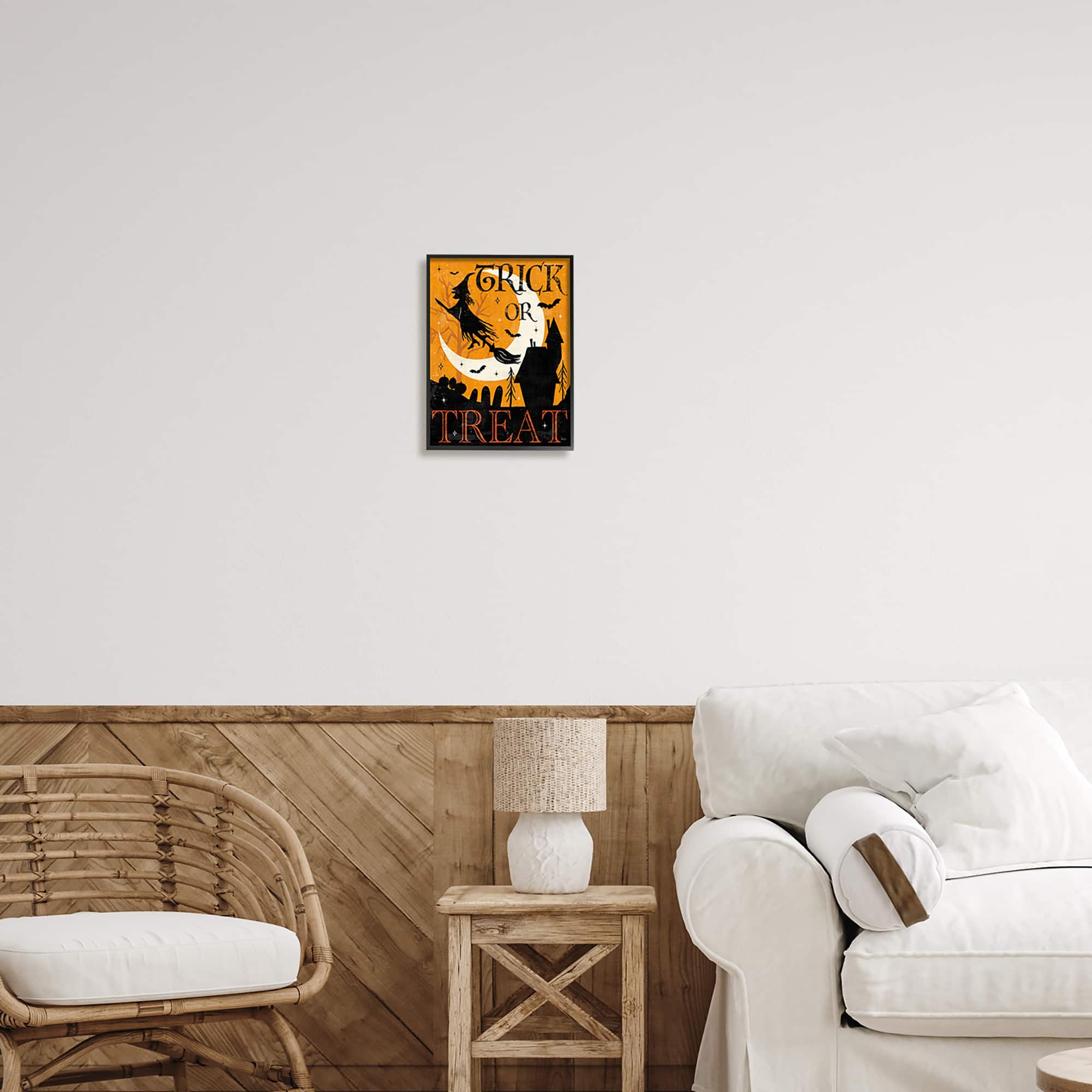 Stupell Industries Trick or Treat Halloween Witch Framed Giclée Wall Art