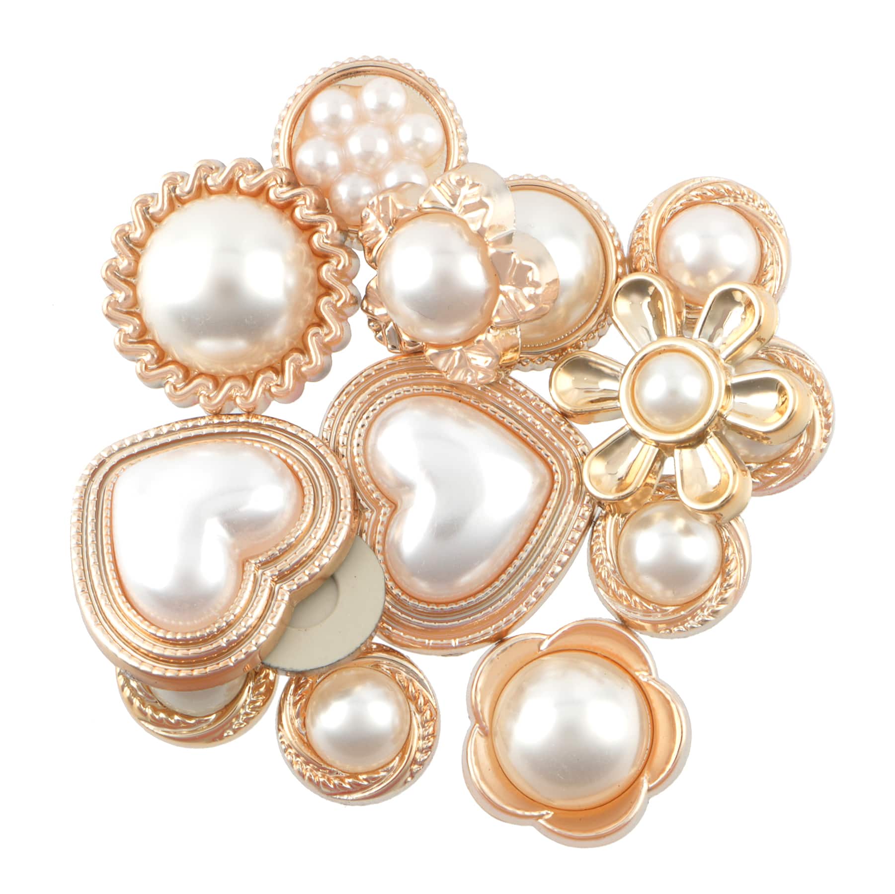 White & Gold Plastic Flatback Pearl Flower Mix, 60ct. by Bead Landing™