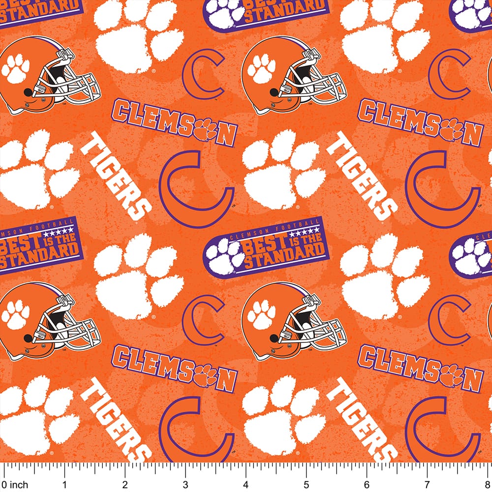 NCAA Clemson University Tigers Logo Tone-on-Tone Cotton Fabric