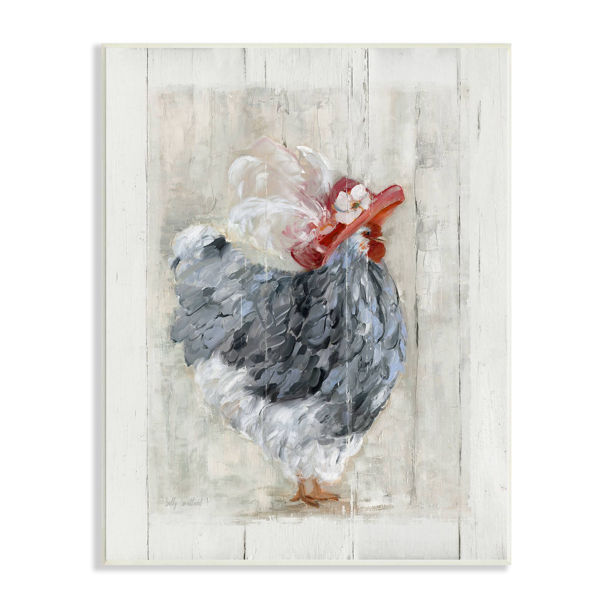 Stupell Industries Farm Chicken in Traditional Brim Hat Chic Bird Wall Plaque