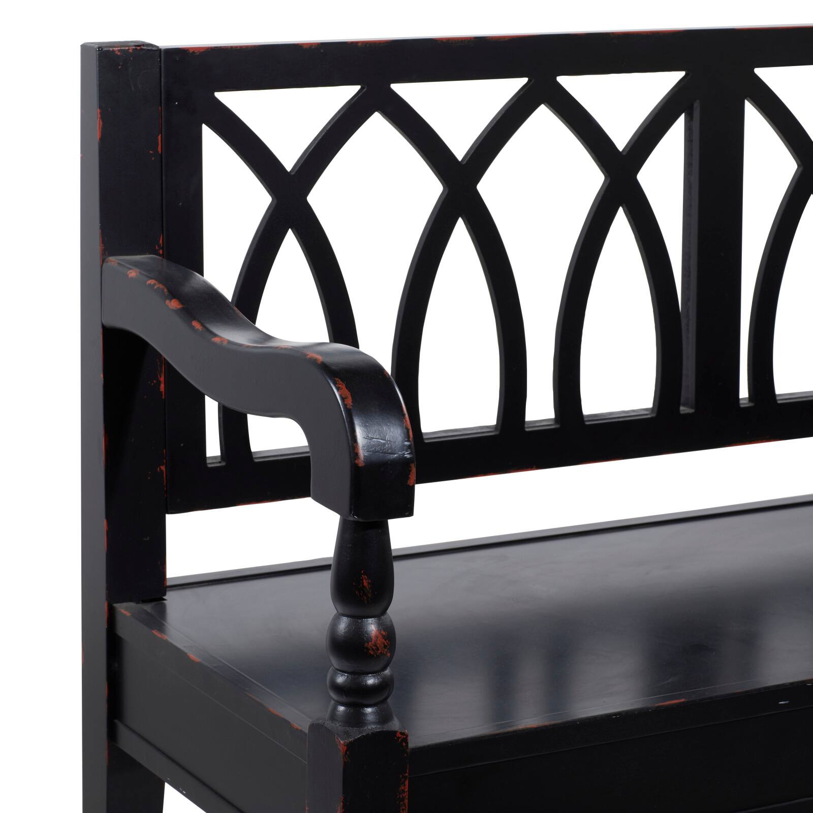 Dark Mahogany Wooden Farmhouse Indoor Bench