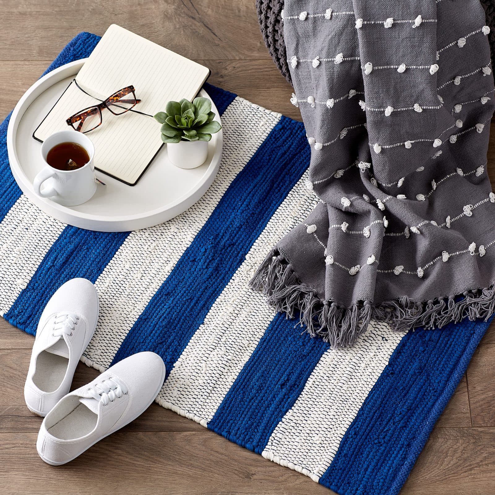 DII® Navy & White Stripe Rag Rug, 2ft. x 3ft.