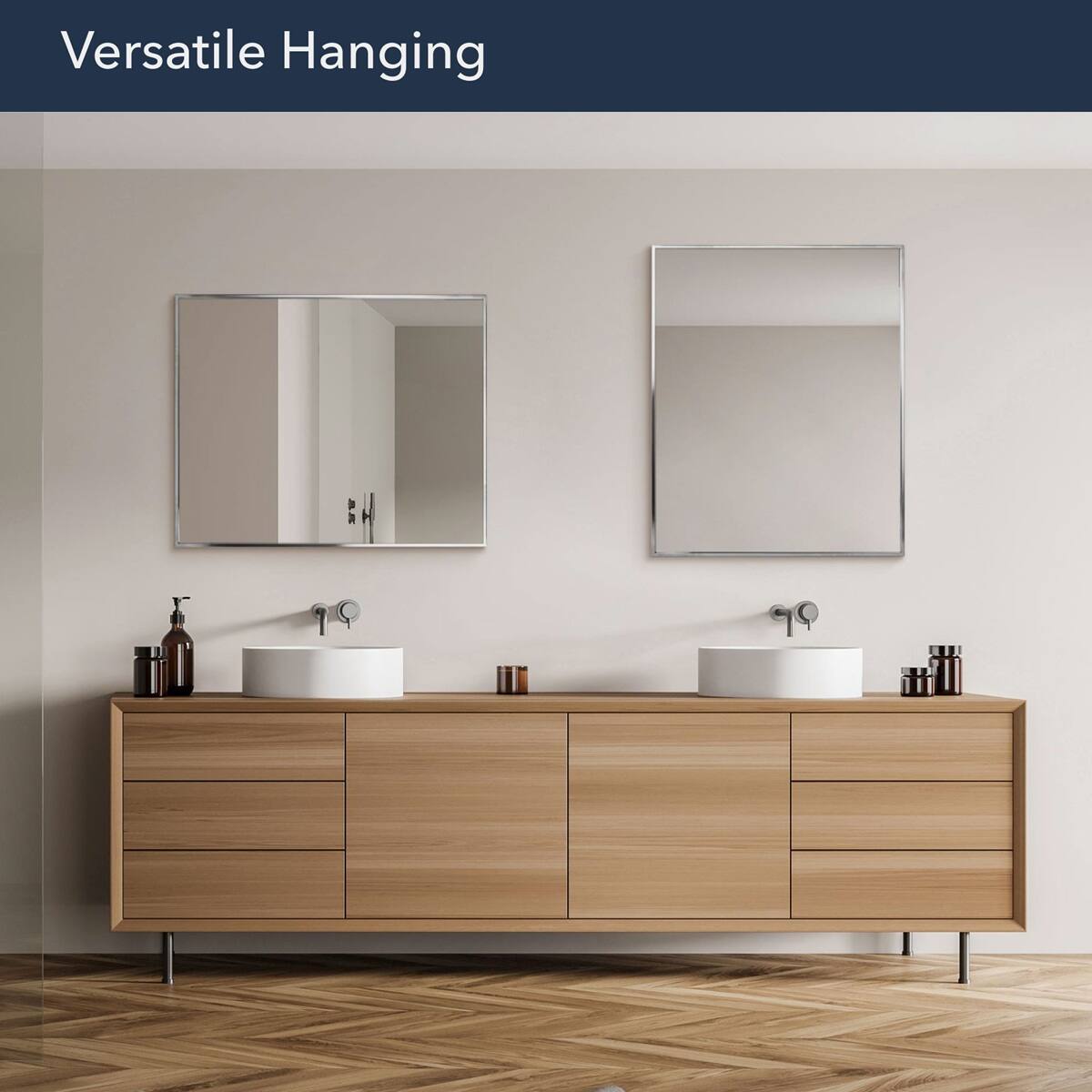 Head West Brushed Nickel Rectangular Framed Accent Vanity Mirror