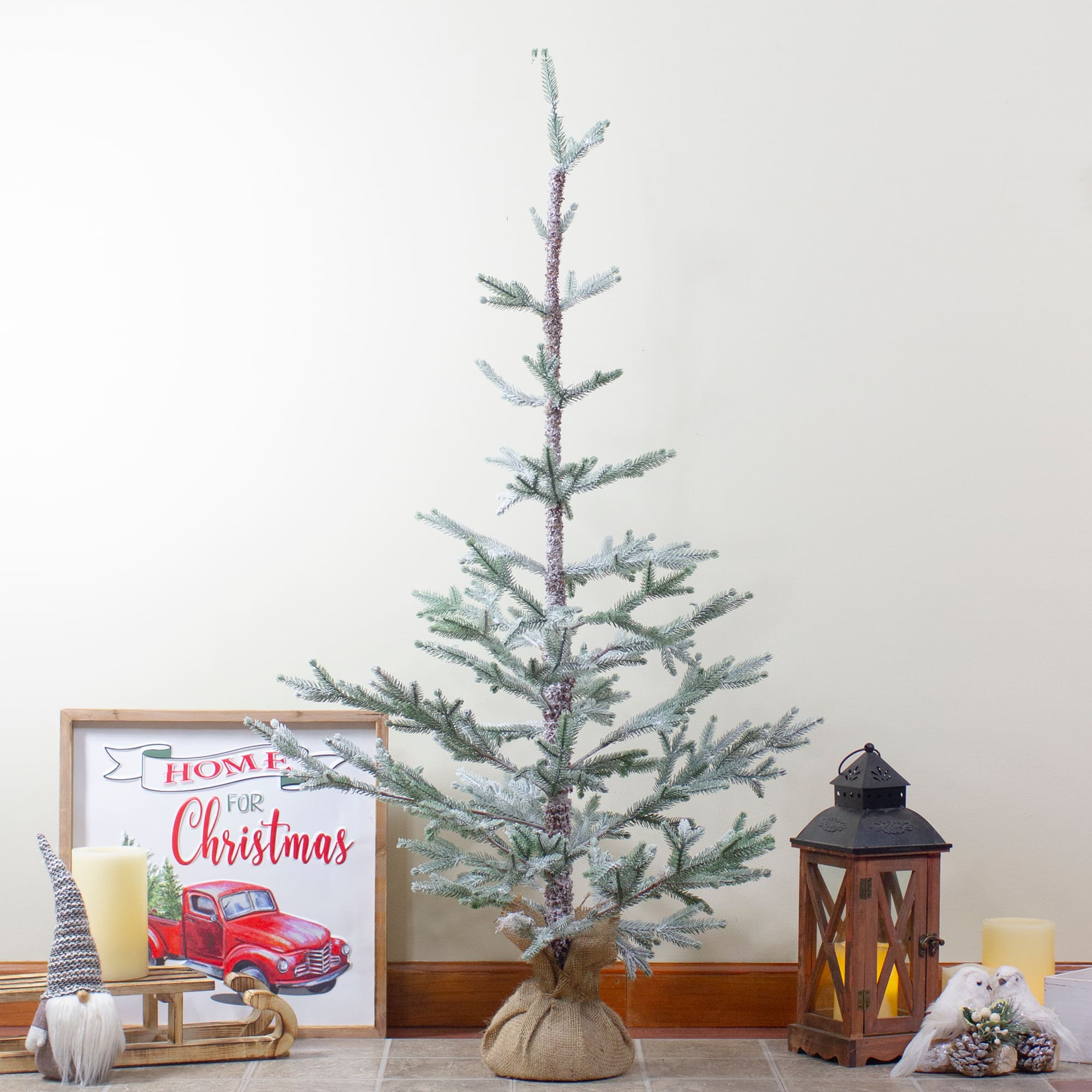 4ft. Unlit Frosted Pine Artificial Christmas Tree with Jute Base