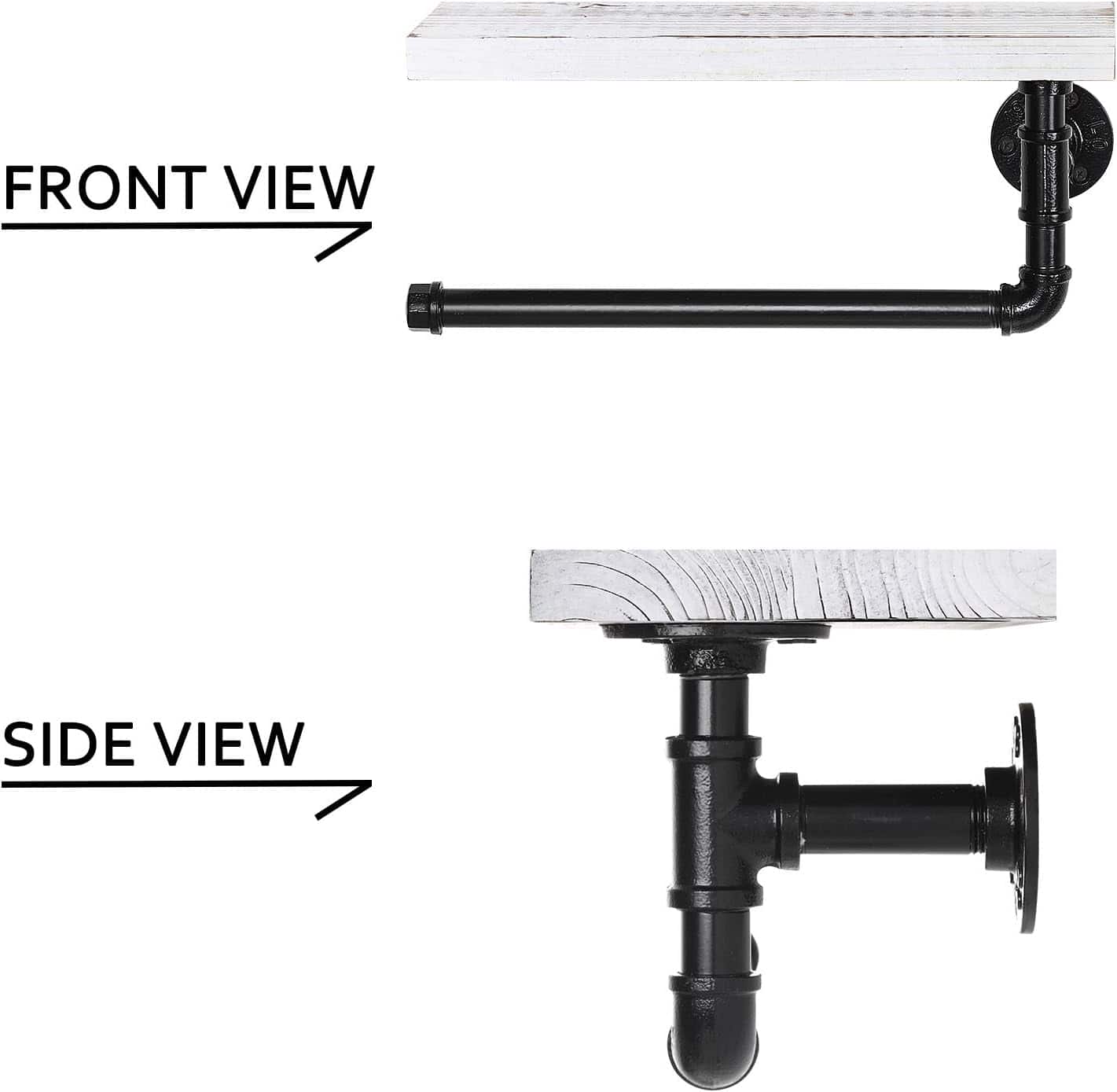 Wall-Mount Whitewashed Wood & Iron Toilet Paper Holder