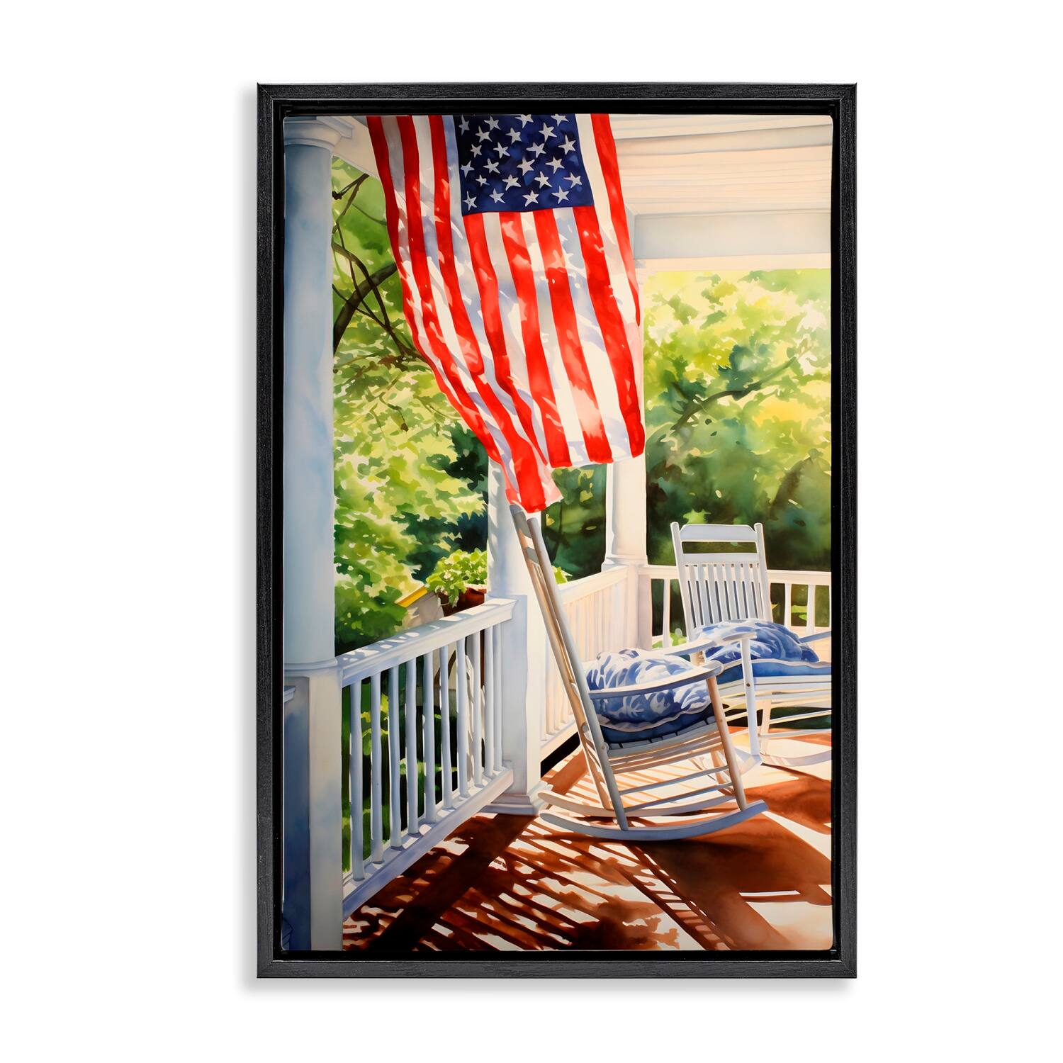 Stupell Industries Vintage American Porch Floater Framed Art