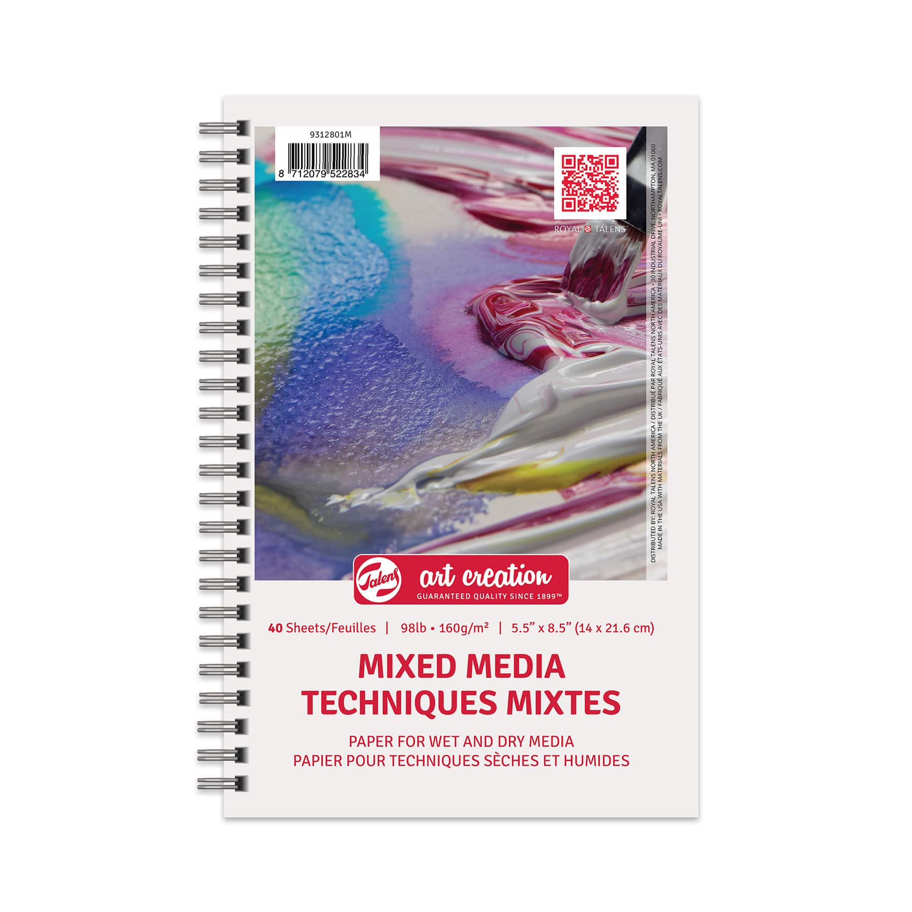 Talens Art Creation Spiral Bound Mixed Media Paper Pad, 40 Sheets