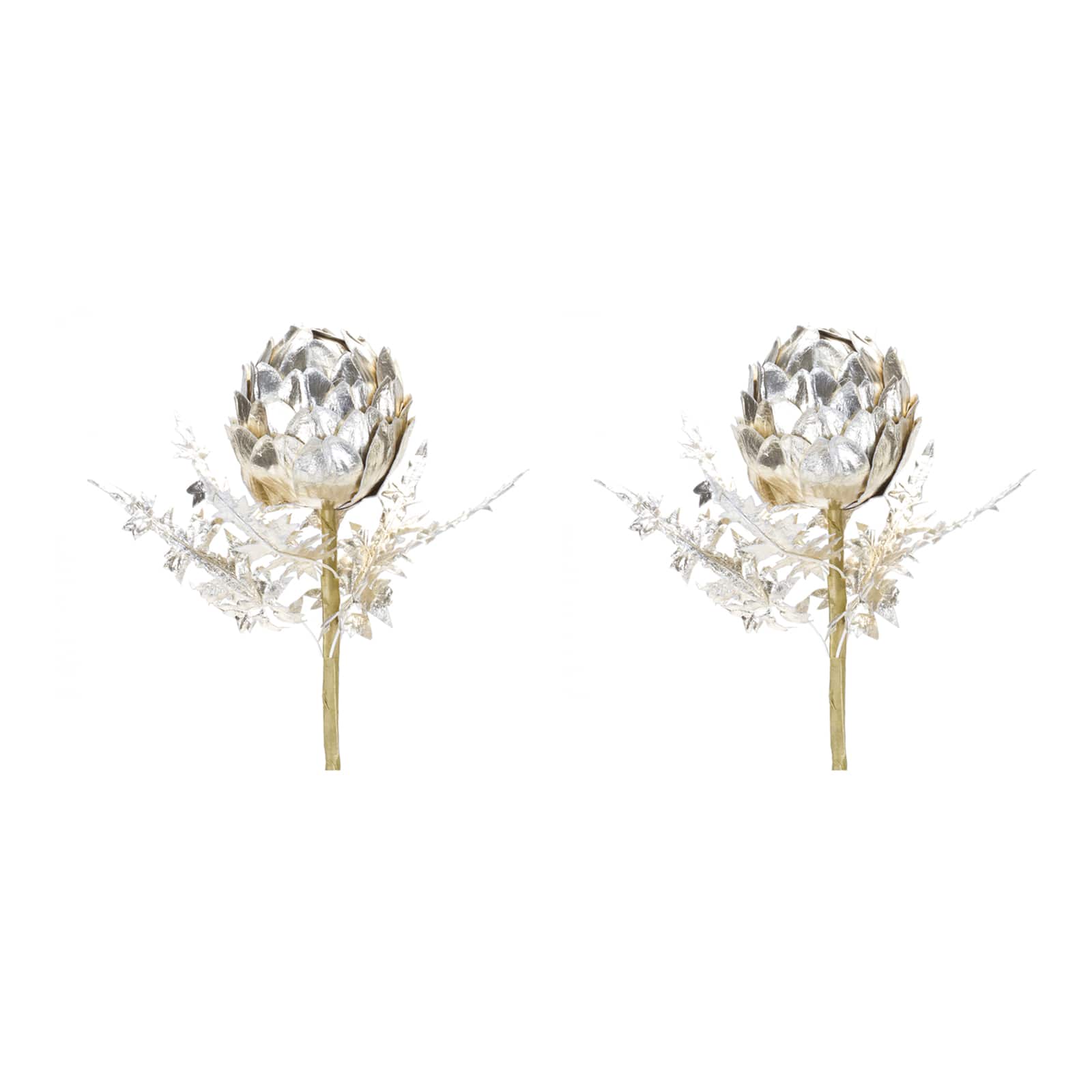 Silver Metallic Artichoke Stems, 2ct.