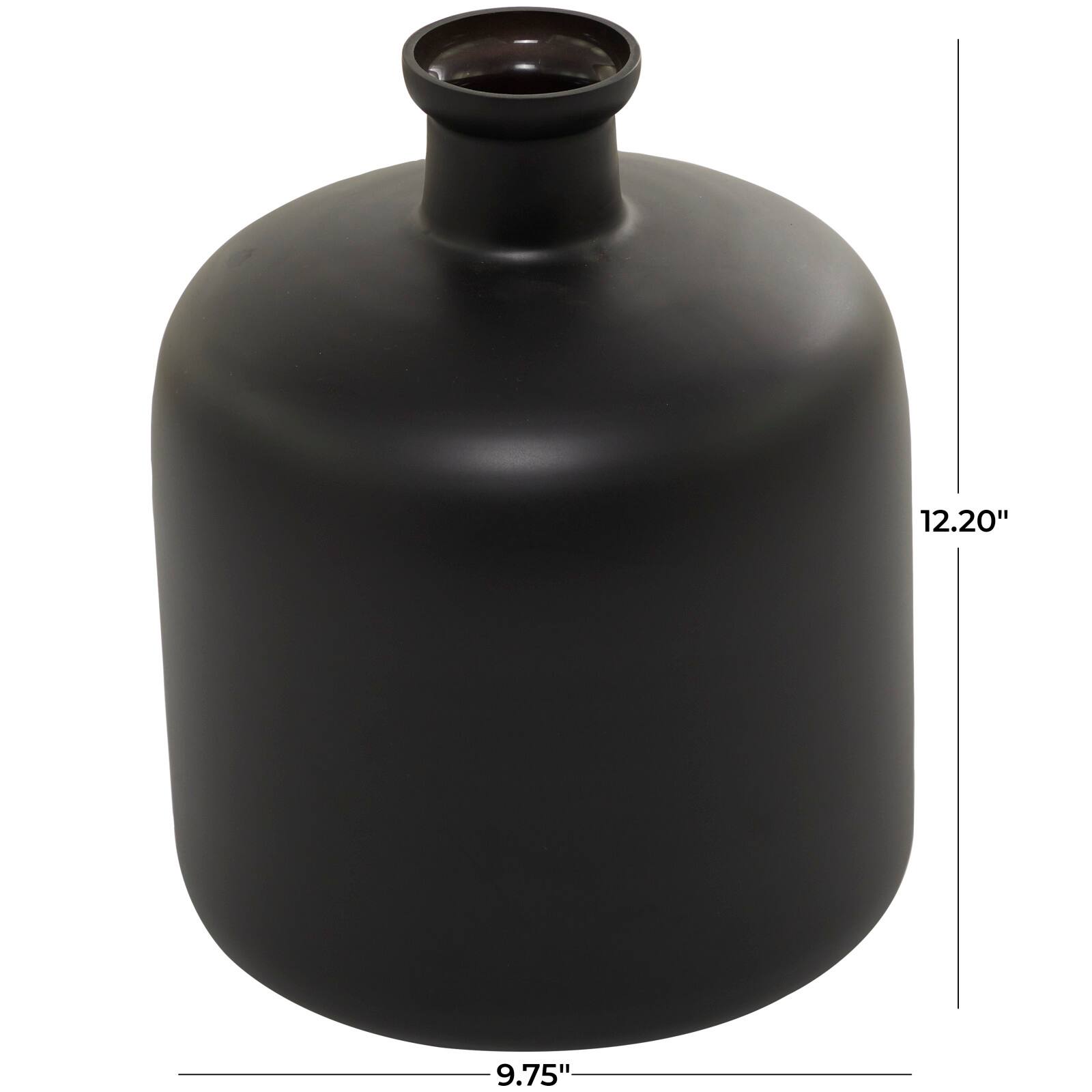 Black Glass Vase 10" x 10" x 12"