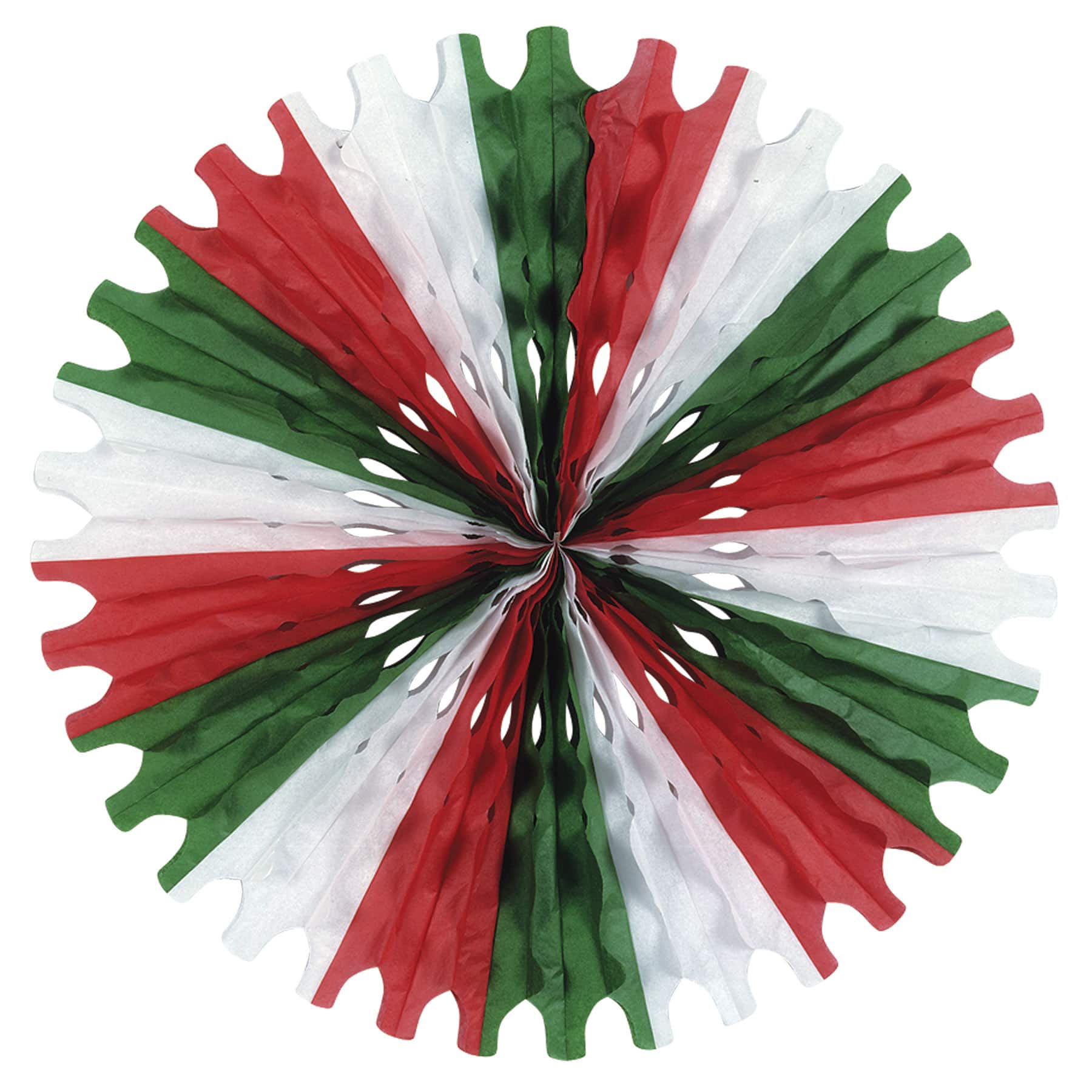 Beistle 25" Red, White & Green Tissue Fans, 4ct.