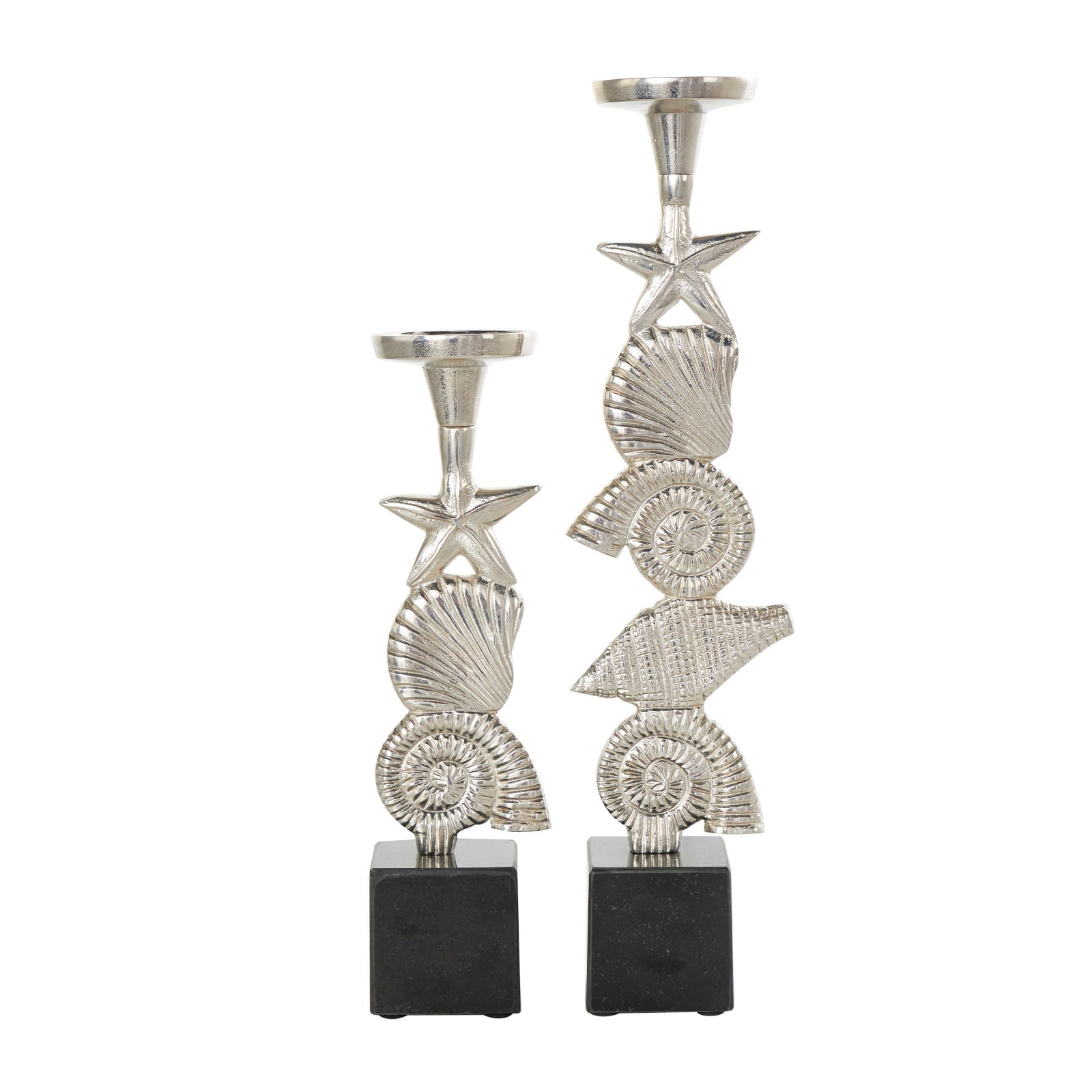 Aluminum Seashell Candle Holder Set