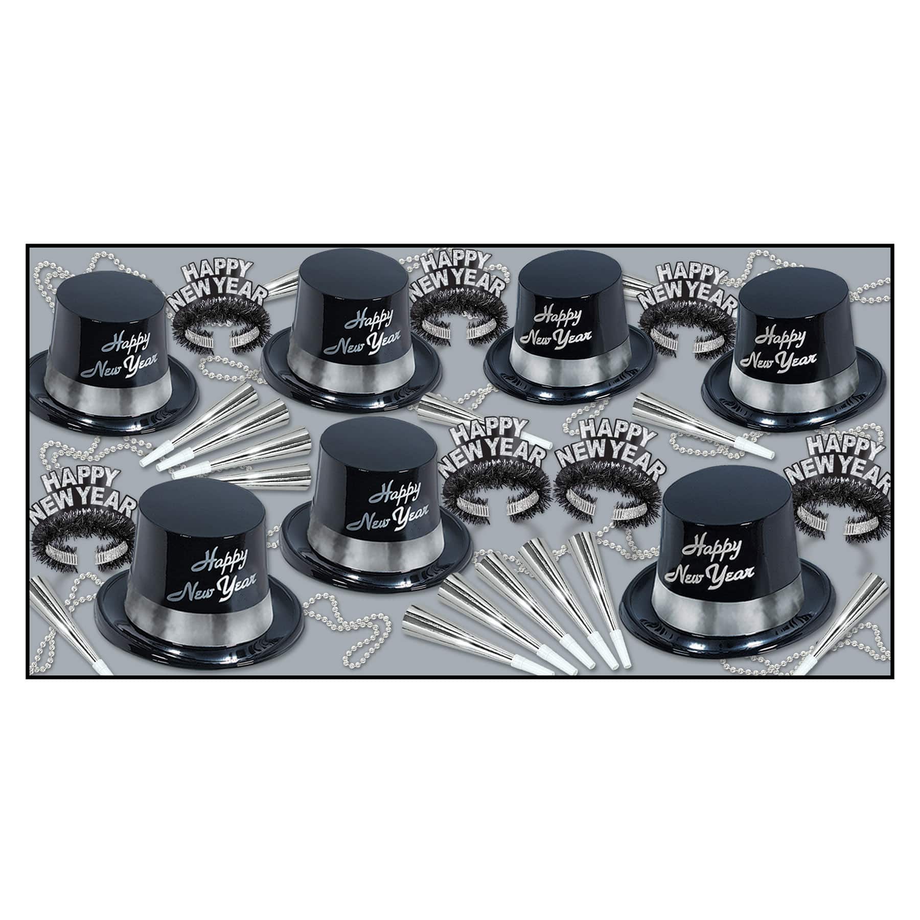 Beistle Black & Silver New Year Legacy Party Favor Kit for 25