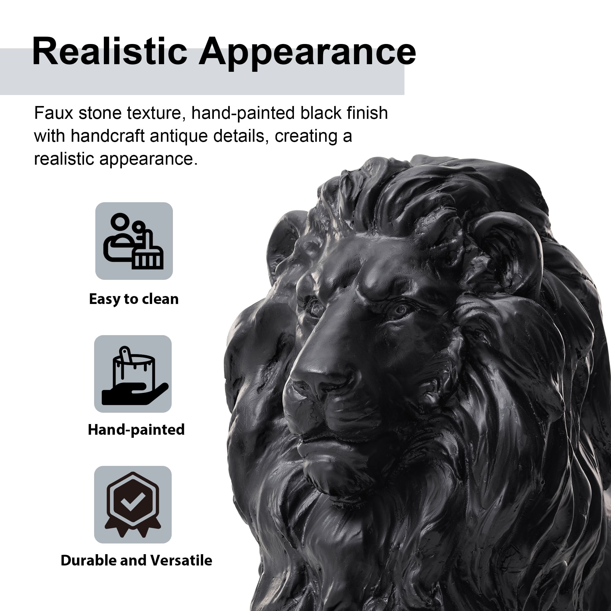 Glitzhome® 22" Lying Guardian Lion Statue