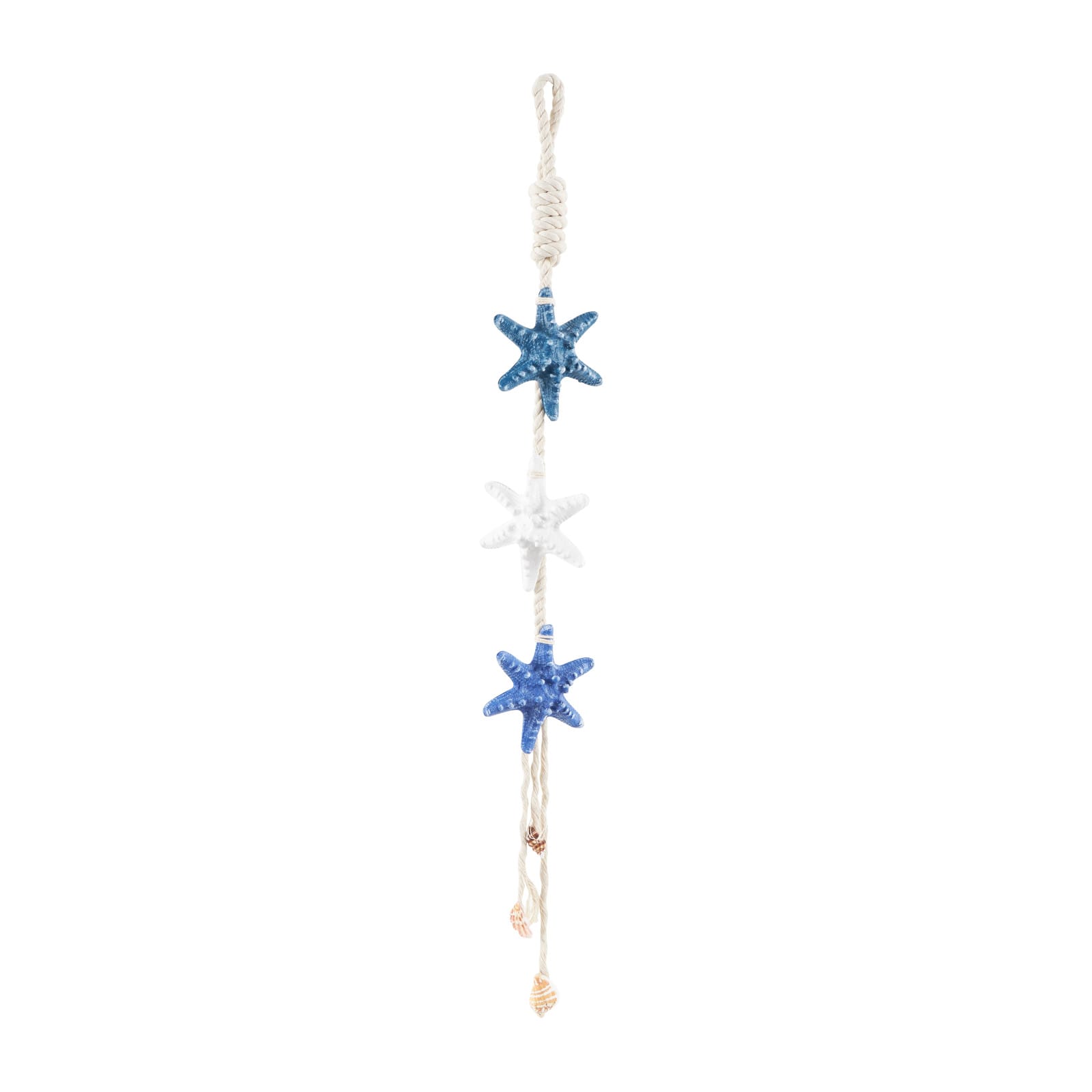 Starfish Handmade Home Wall Decor with White Hanging Rope & Seashell Accents