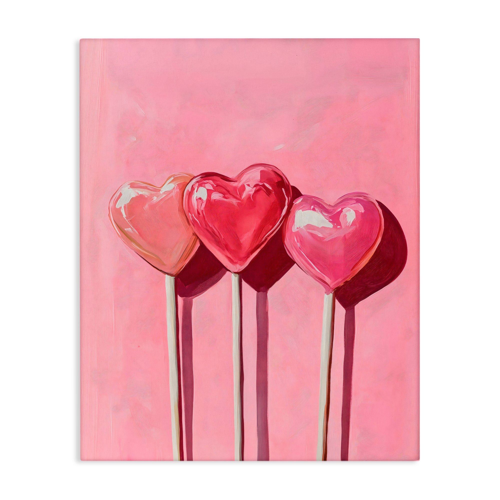 Stupell Industries Three Lollipops on Pink Canvas Wall Art