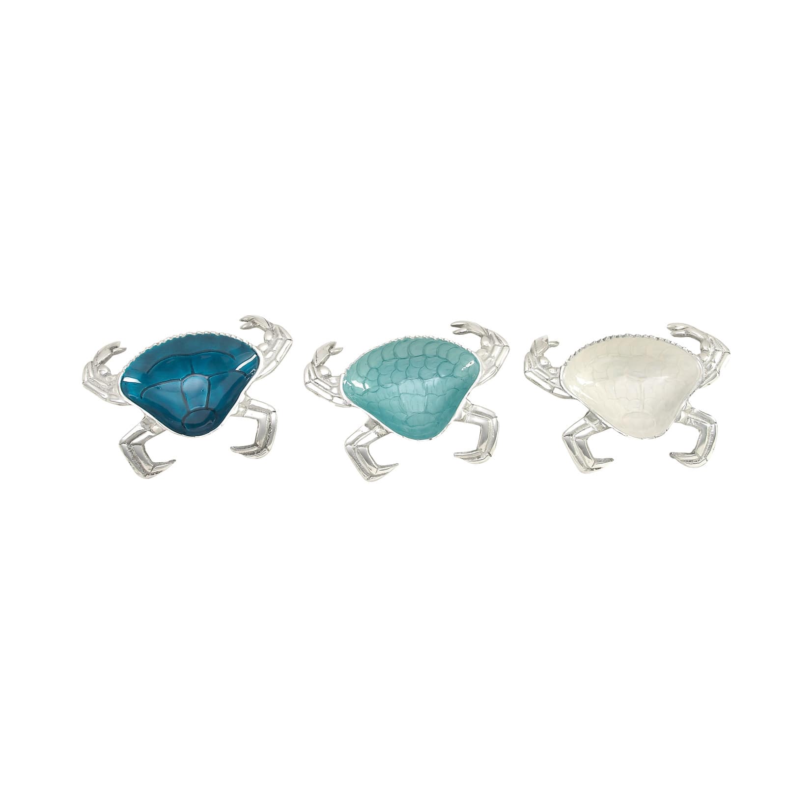 Set of 3 Silver Aluminum Coastal Serving Bowl, 11" x 1"