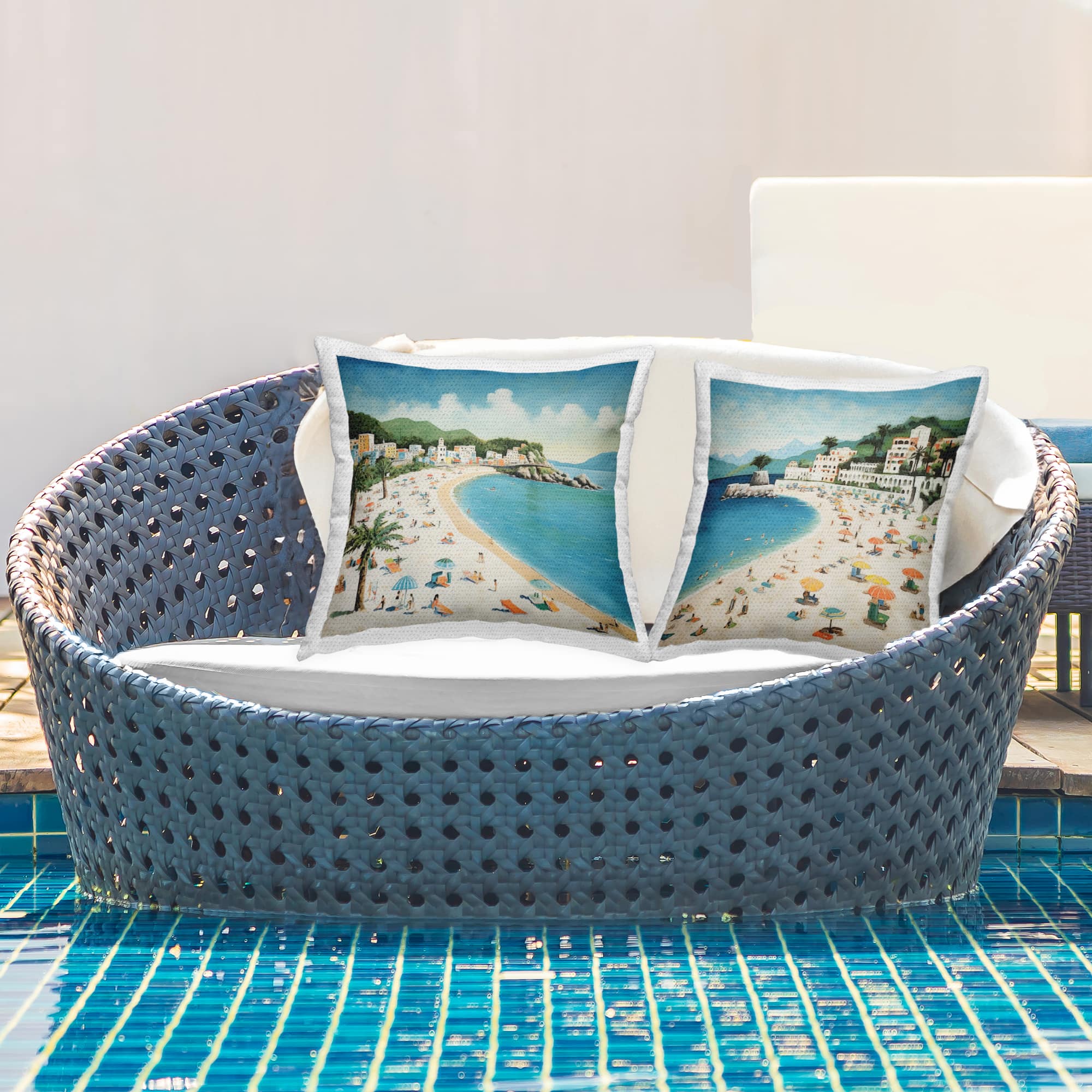 Stupell Industries 18" x 18" Tropical Beach Water Inlet Outdoor Print Throw Pillow Set