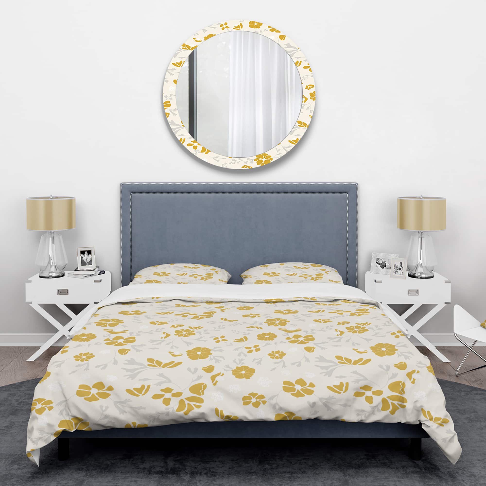 Designart 'Retro Handdrawn Poppies III' Mid-Century Duvet Cover Set