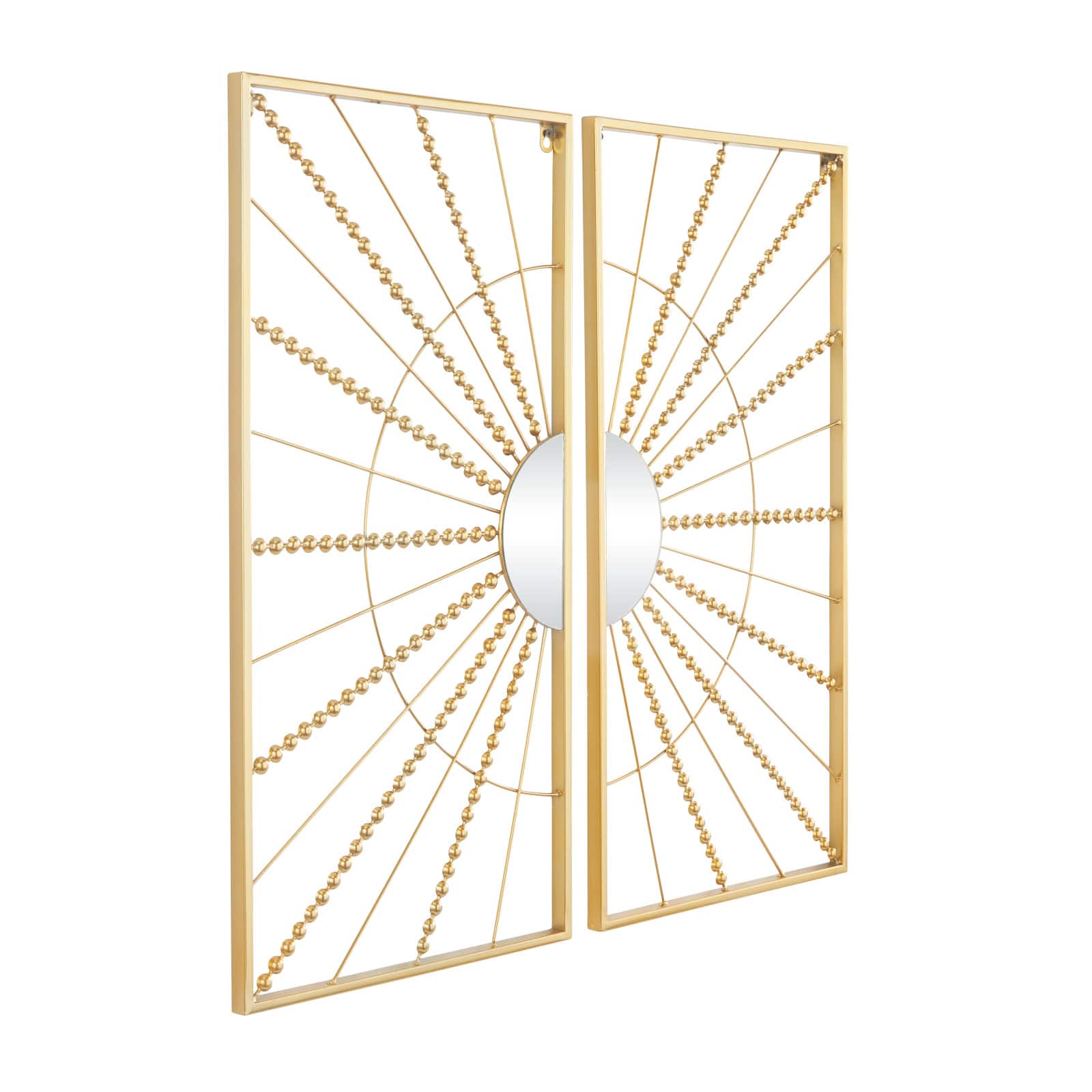 CosmoLiving by Cosmopolitan Gold Metal Half Moon Mirror Geometric Wall Decor with Gold Frame Set of 2 16", 32"