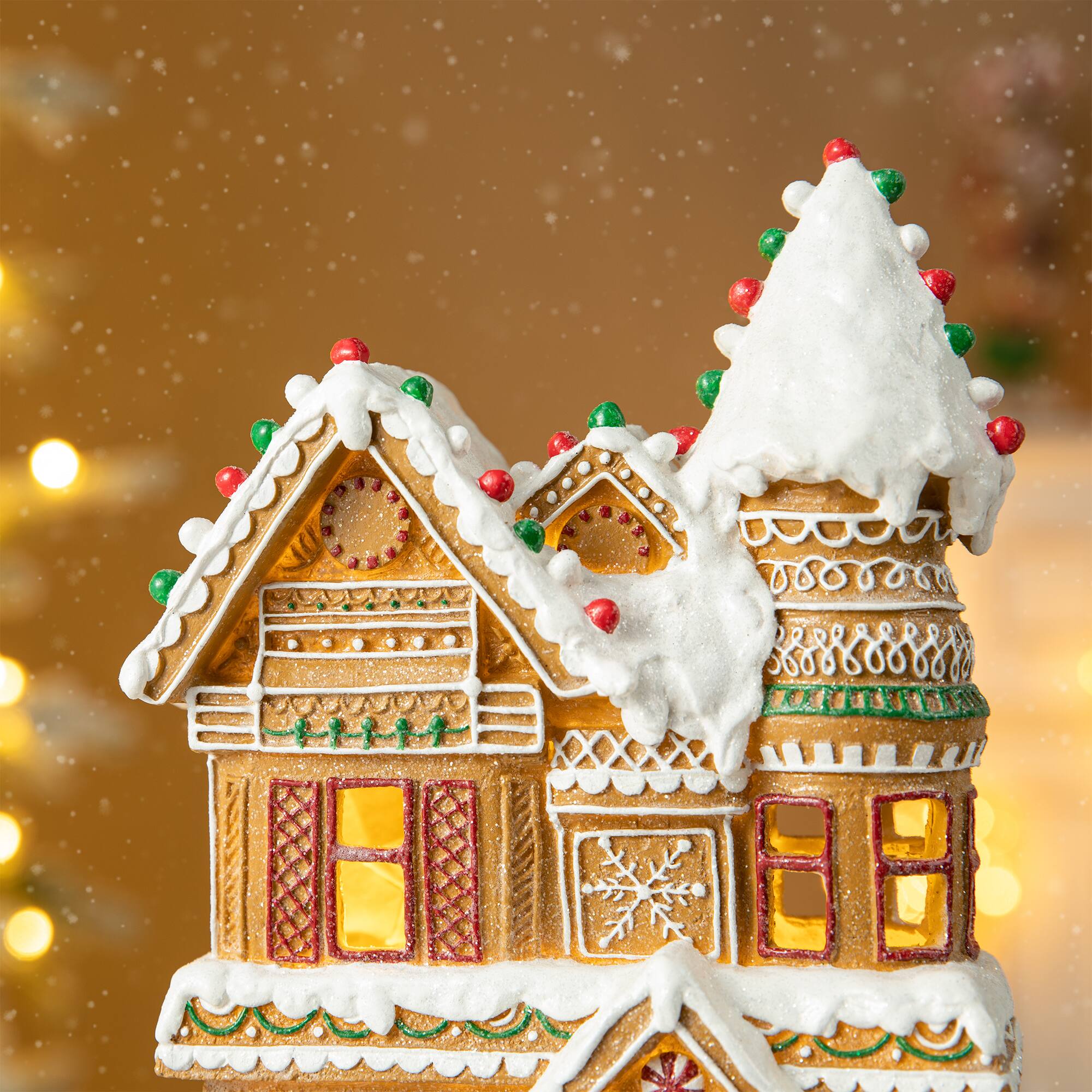 Glitzhome® 12" Light-Up Gingerbread House Table Décor
