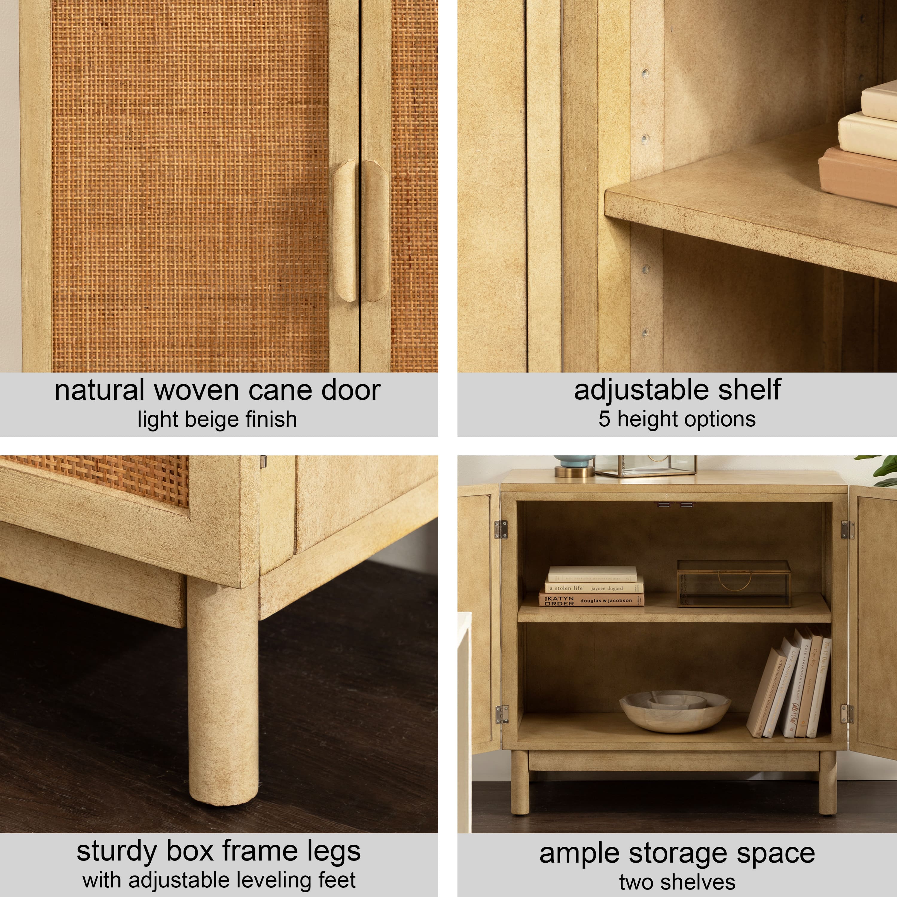Kate and Laurel Ori Rattan & Wood Accent Floor Cabinet