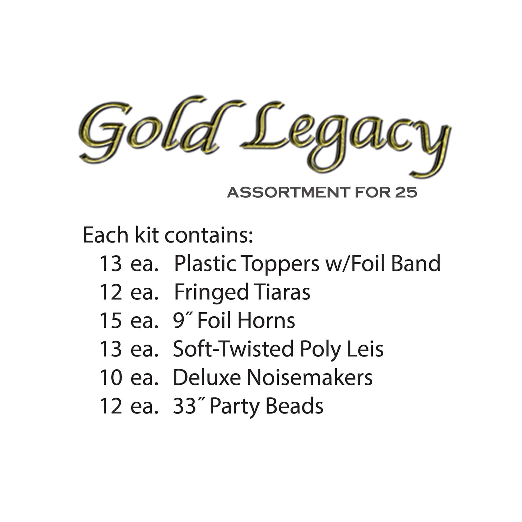 Beistle Black & Gold New Year Legacy Party Favor Kit for 25