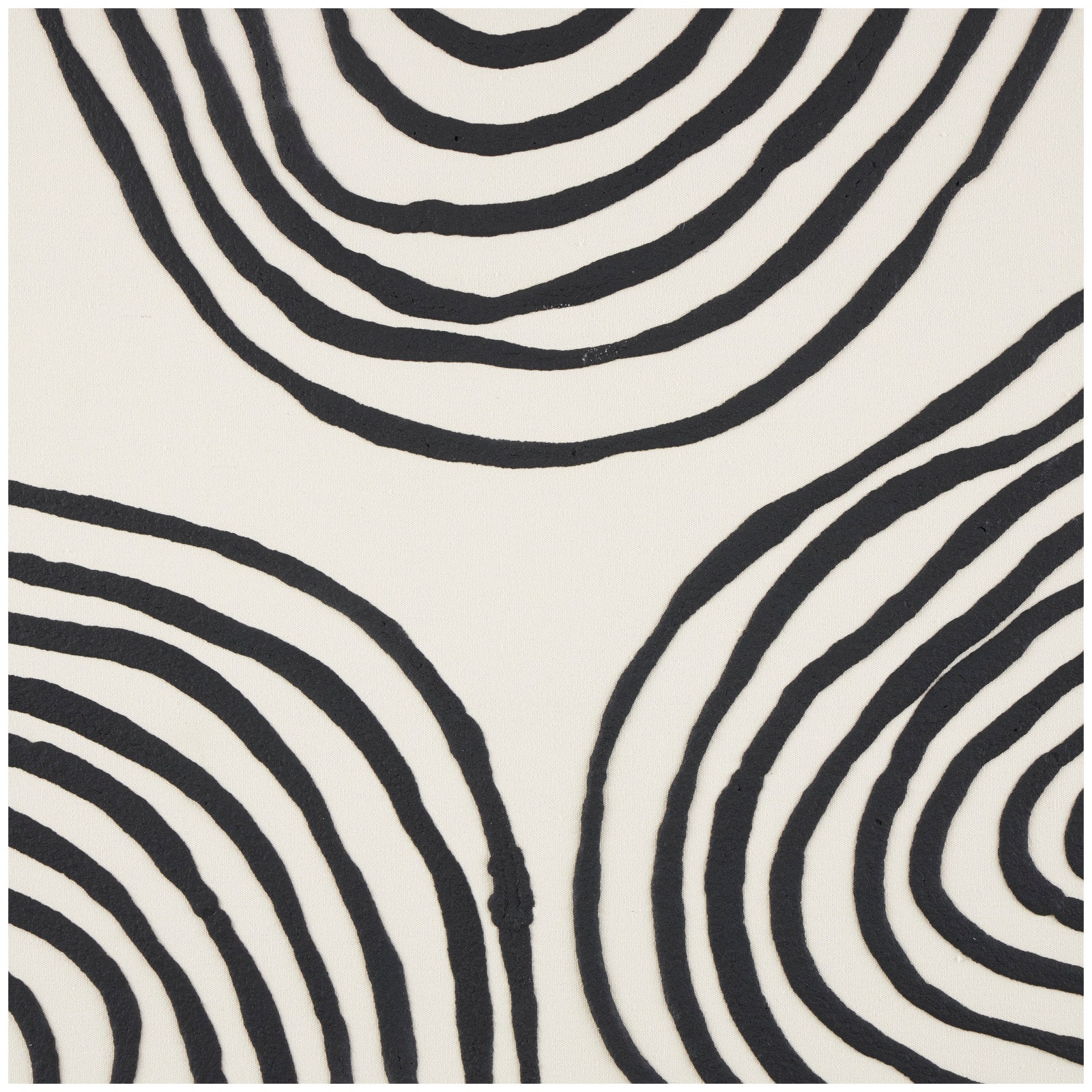 Black Wooden Abstract Wavy Line Framed Wall Art with Black Wooden Frame