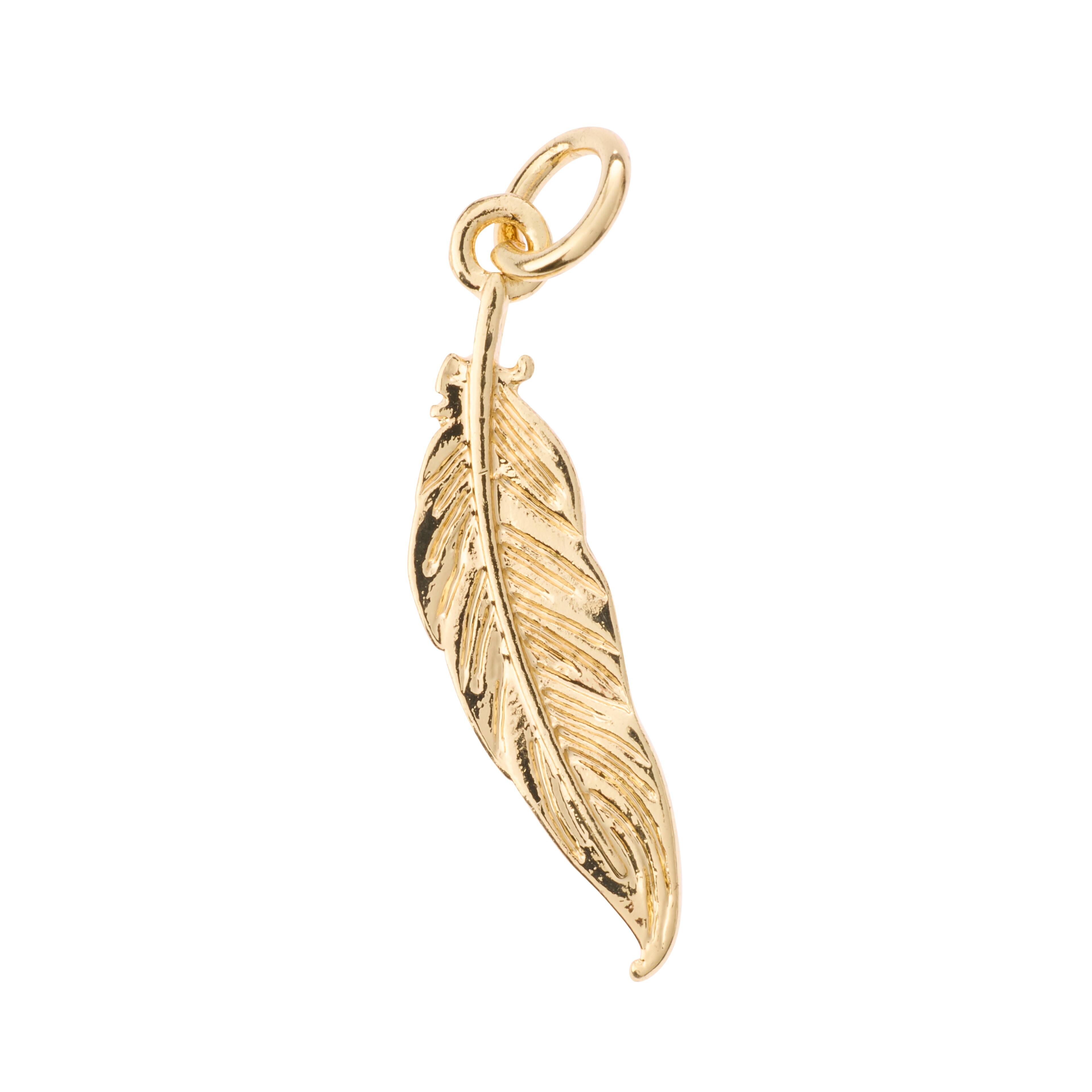 Charmalong™ 14K Gold Plated Feather Charm by Bead Landing™