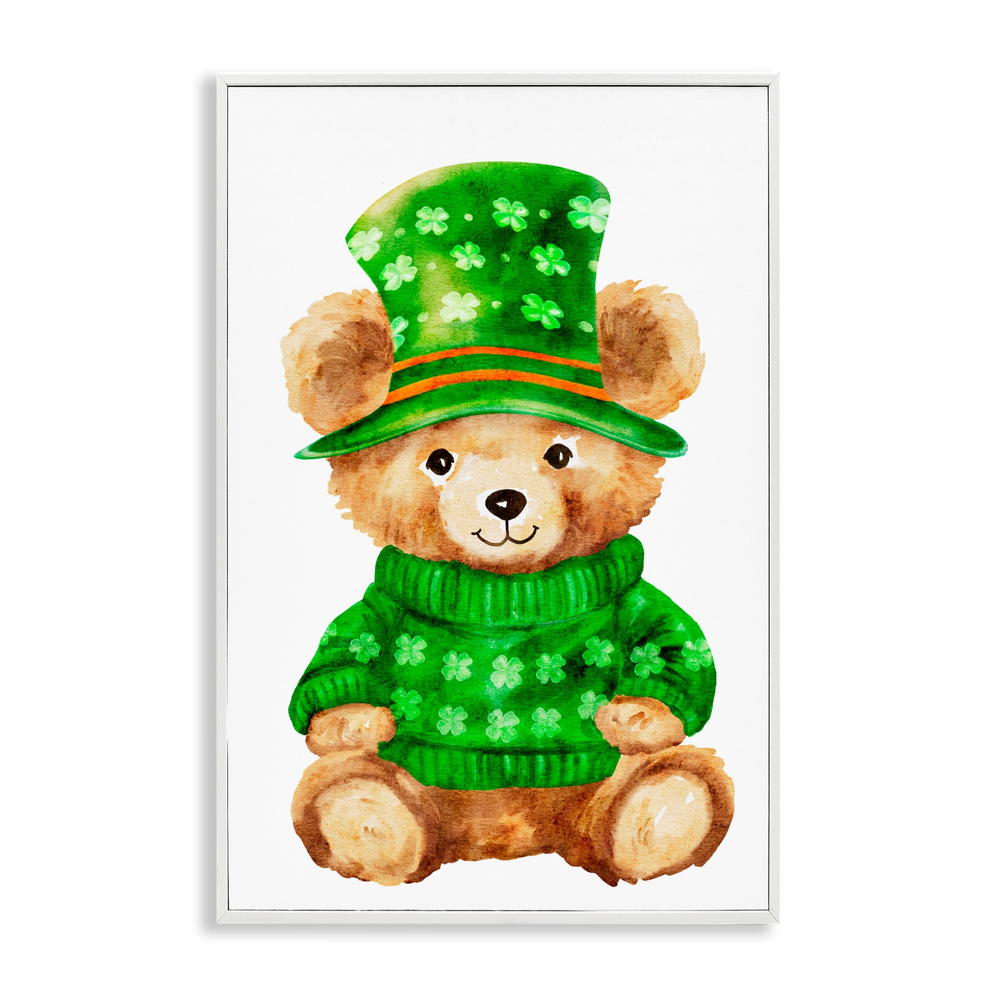 Stupell Industries St. Patty's Day Bear Framed Giclee Wall Art