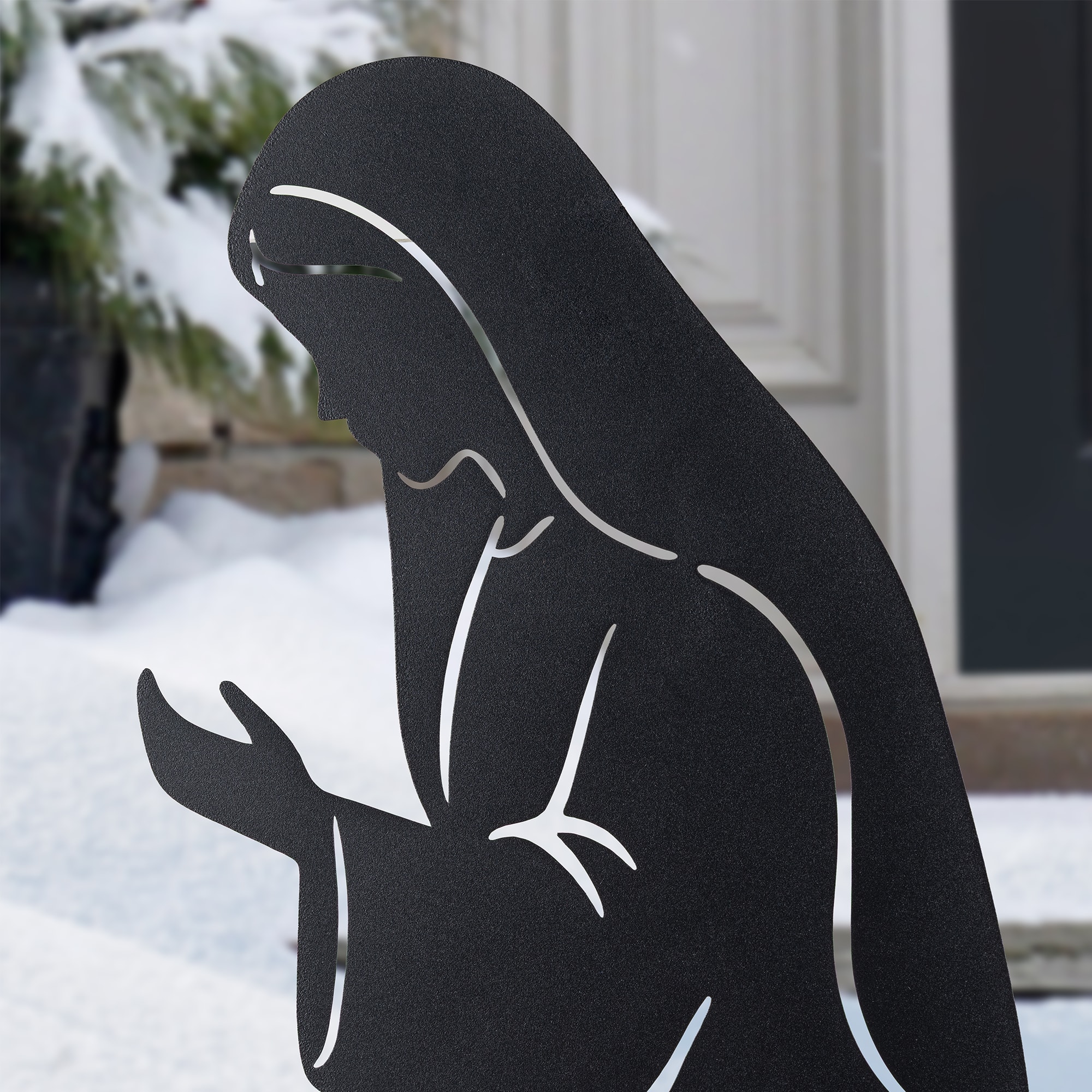 Glitzhome® Set of 3 Christmas Metal Silhouette Holy Family Yard Stake with Timer