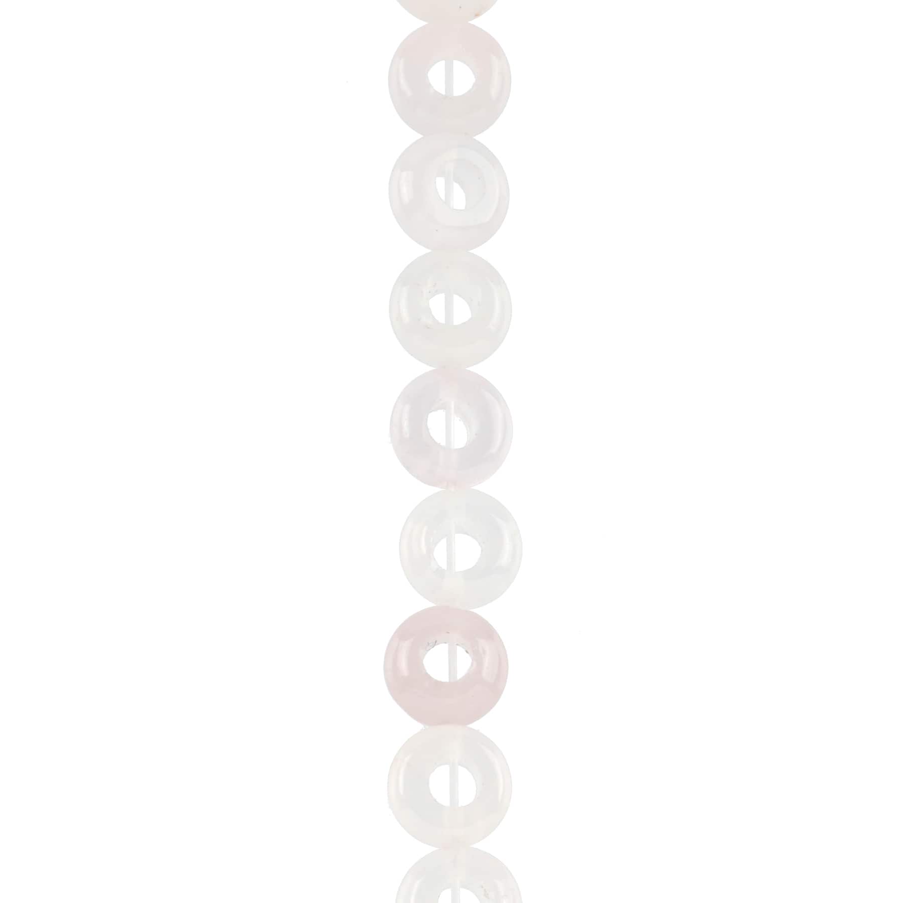 6 Packs: 18 ct. (108 total) Rose Quartz Donut Beads, 10mm by Bead Landing™