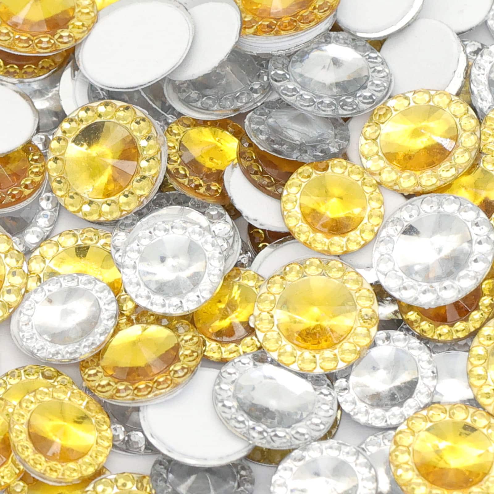 12 Pack: Gold & Silver Round Sticky Gems by Creatology™