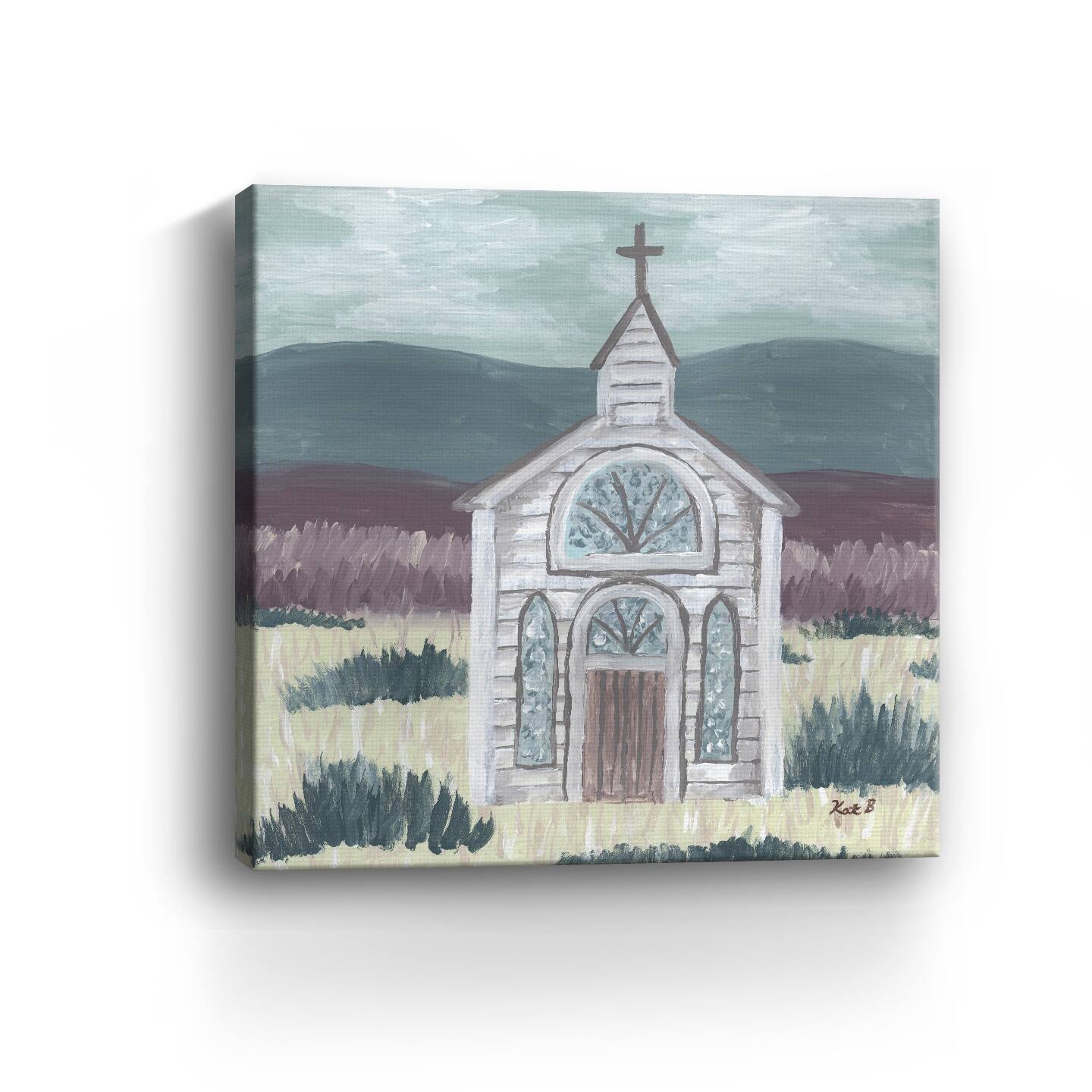 Farm Sketch Church Meadow Canvas Giclee