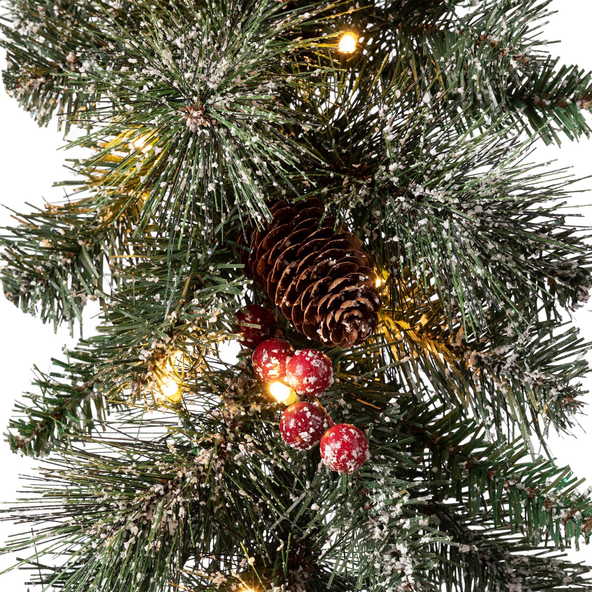 Glitzhome® 24" Pre-Lit Glittered Pinecone Christmas Wreath & Matched 9ft. Garlands Set