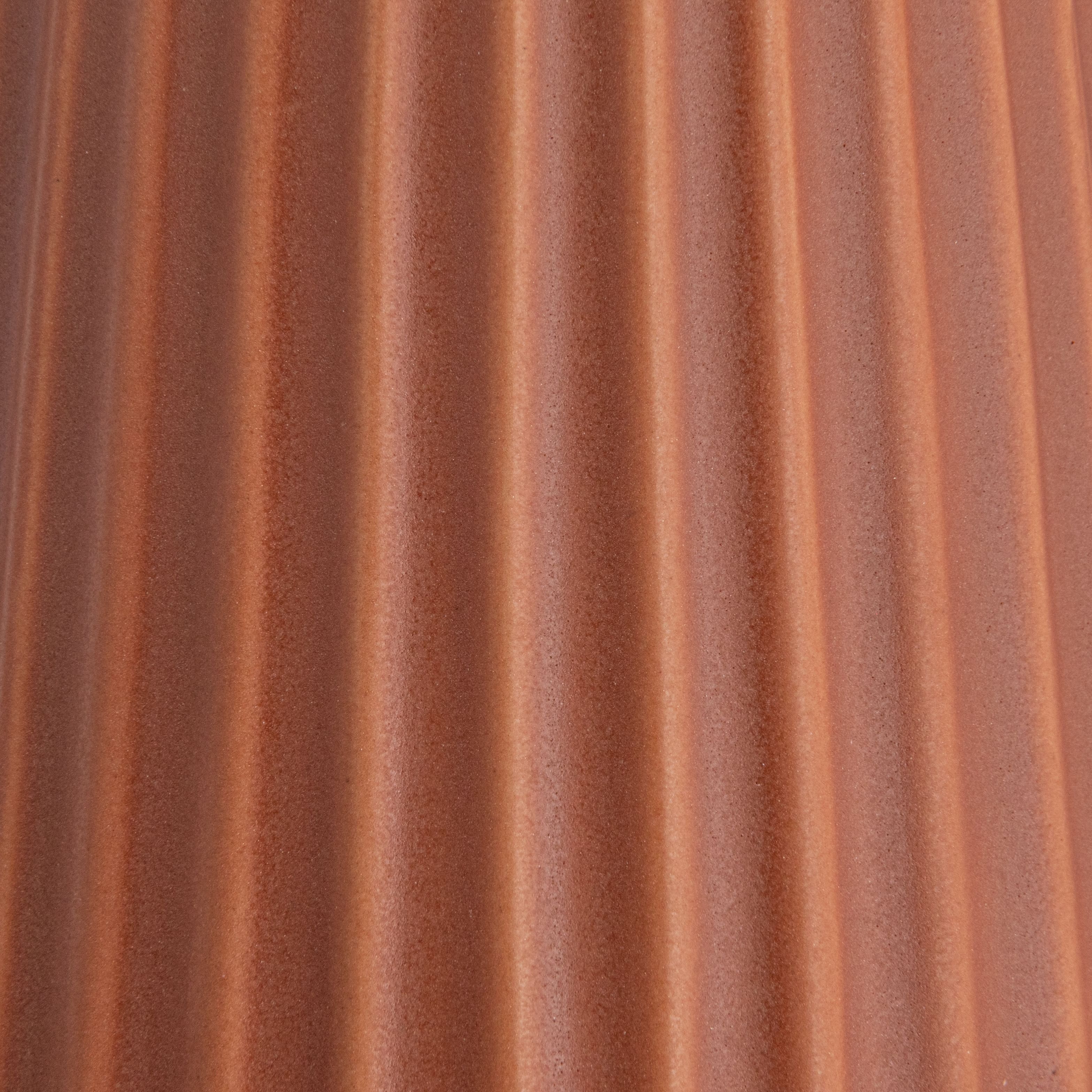 Hello Honey® 11.4" Matte Terra Cotta Round Stoneware Fluted Vase with Embossed Lines