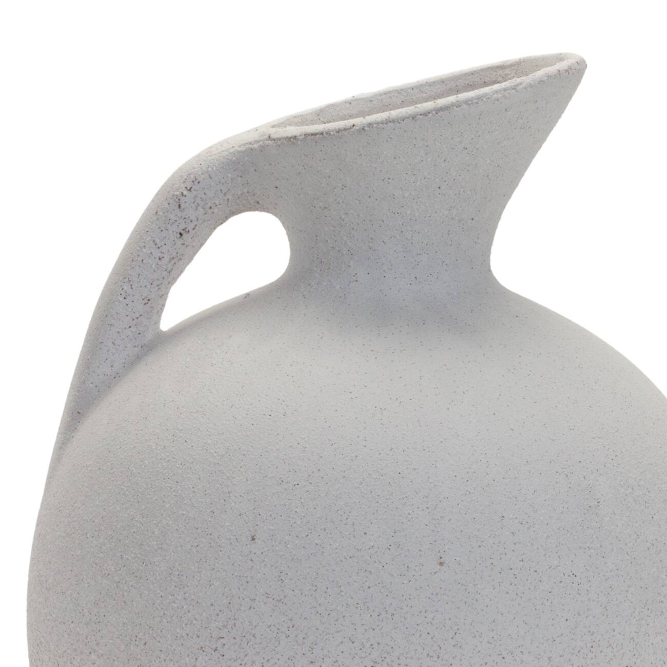 9.5" White Modern Clay Pitcher Vase