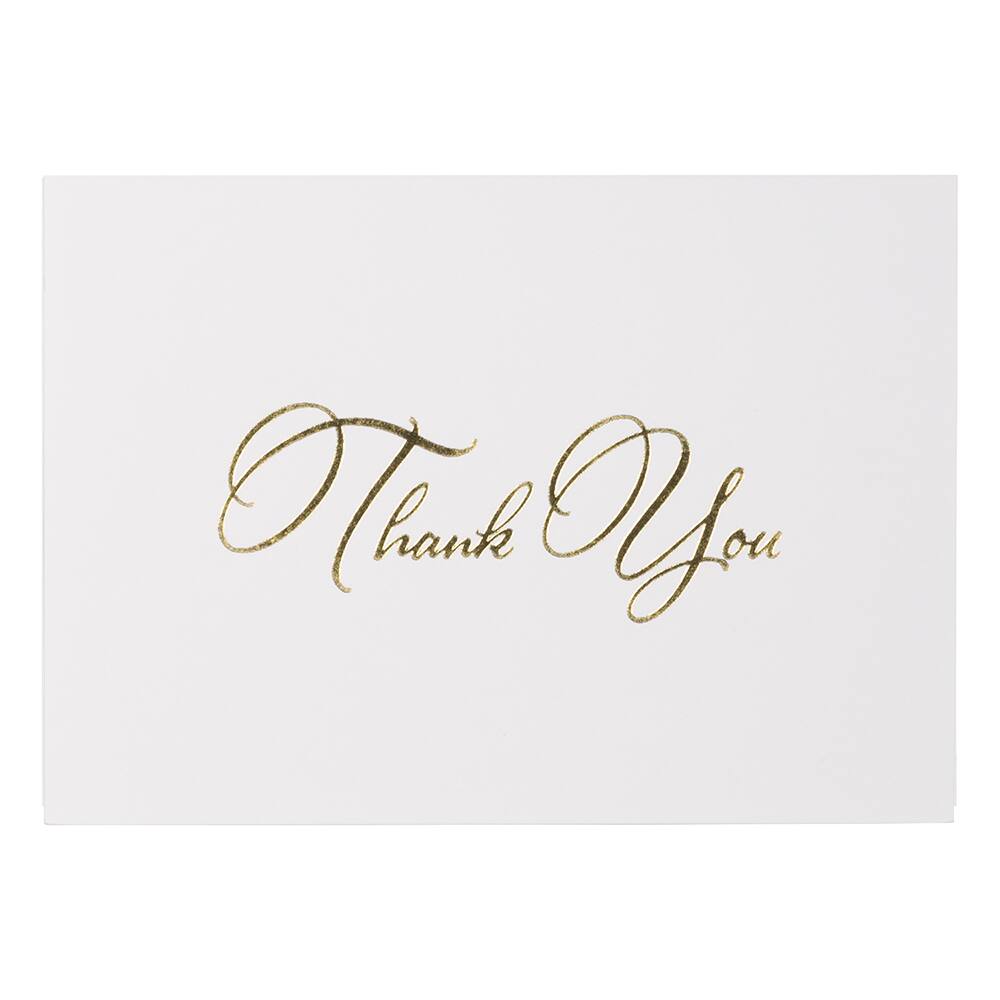 JAM Paper Thank You Card Set with Gold Script, 25ct.