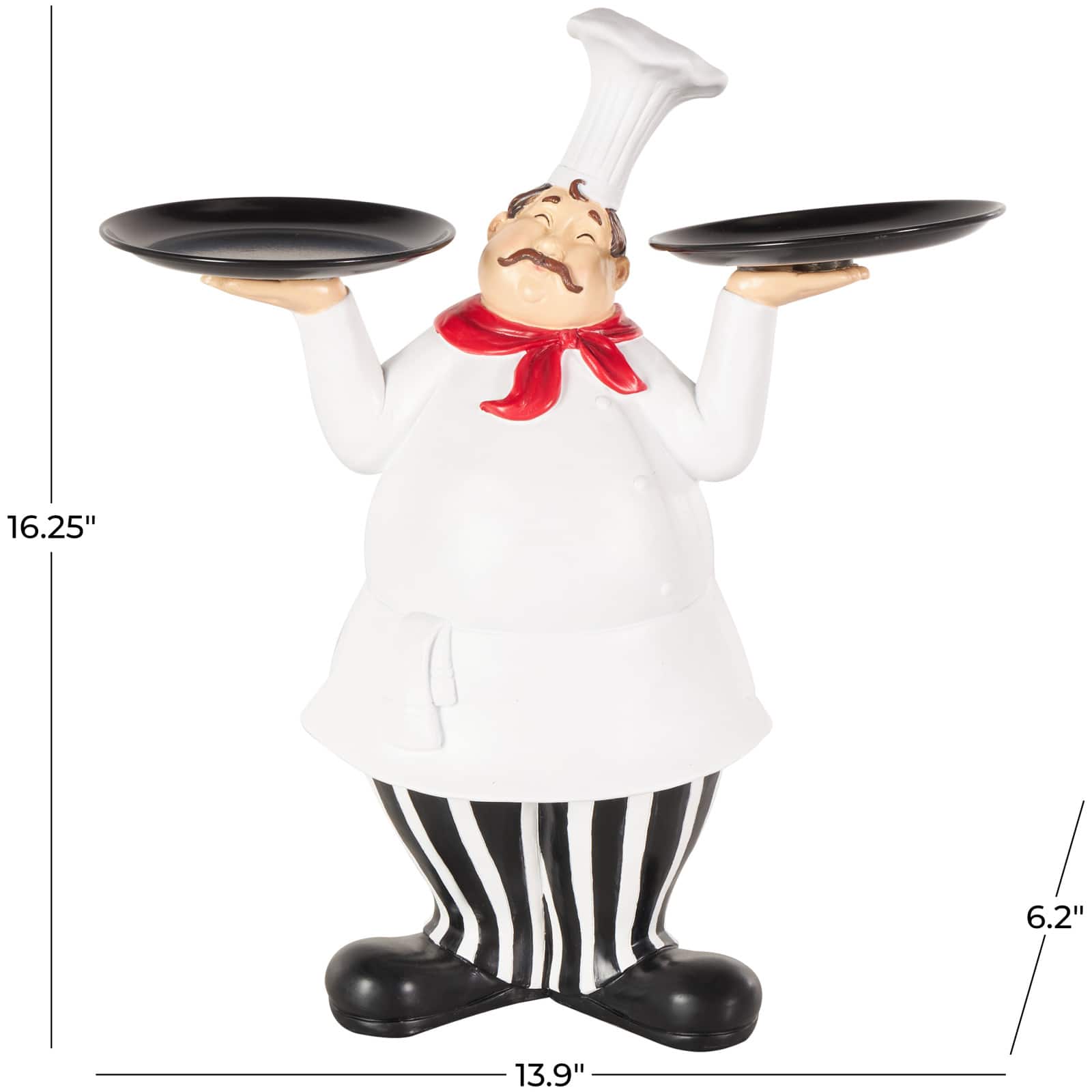 16.25" White Polystone Chef Kitchen Decorative Sculpture with Black Trays