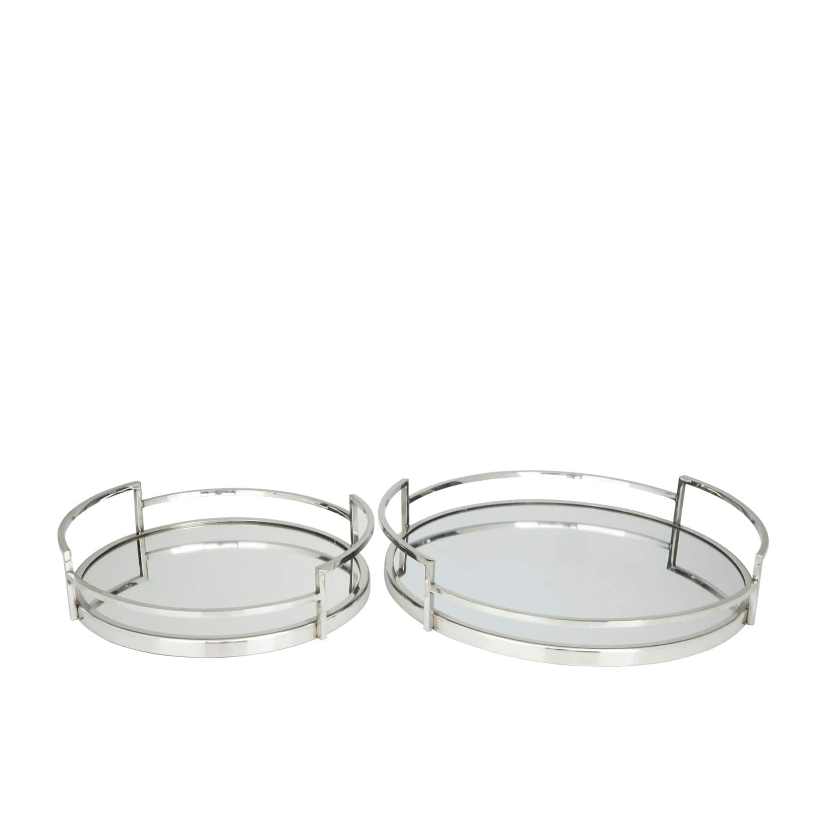 Silver Contemporary Tray, Set of 2" 19", 14"