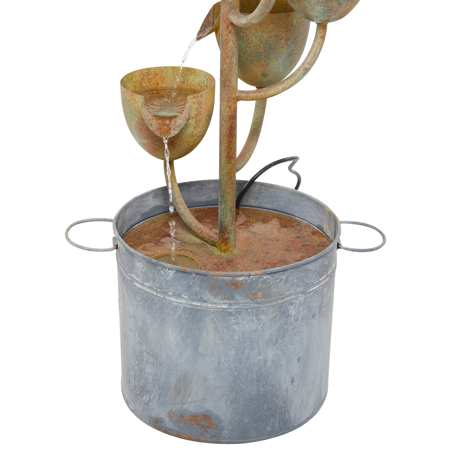 Copper Metal Rustic Fountain, 75" x 13" x 13"