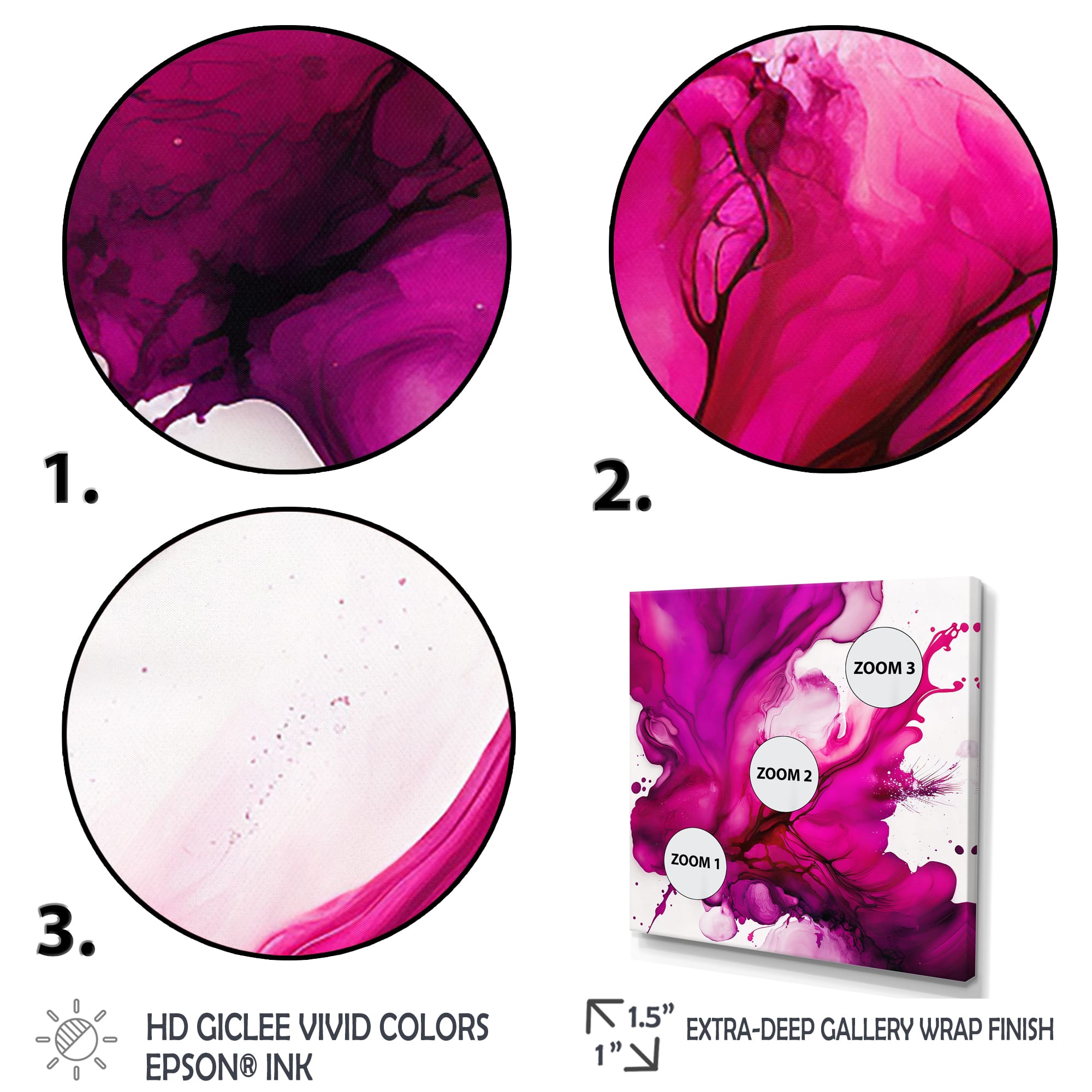 Designart "Ancient Mystery In Viva Magenta II" Abstract Liquid Ink Canvas Wall Art