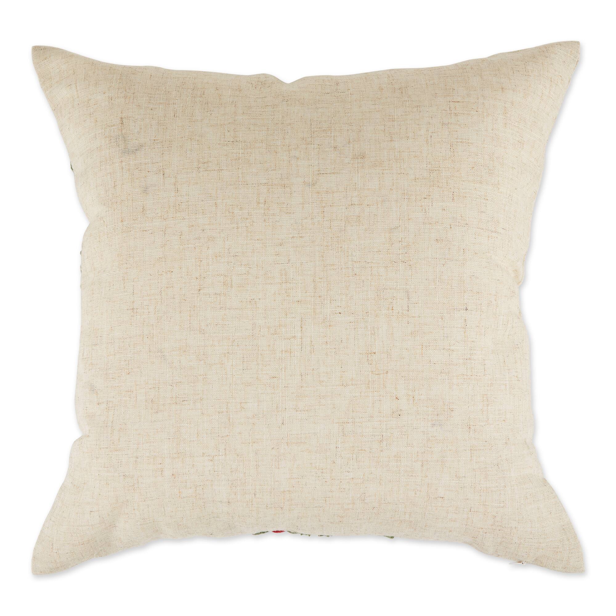 DII® Poinsettia Holly Embroidered Pillow Cover Set