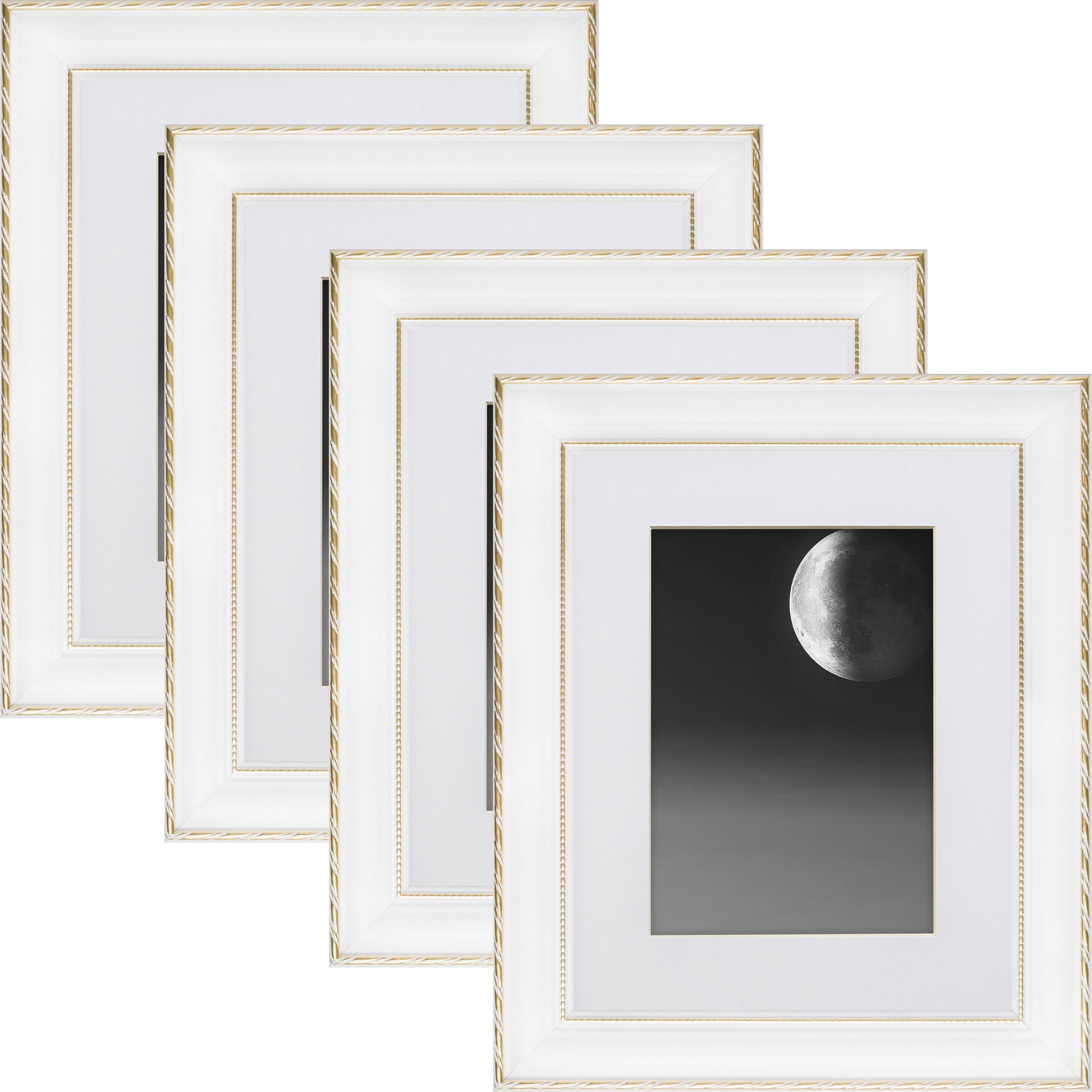 4 Pack Craig Frames Victoria White & Gold Picture Frame with Mat