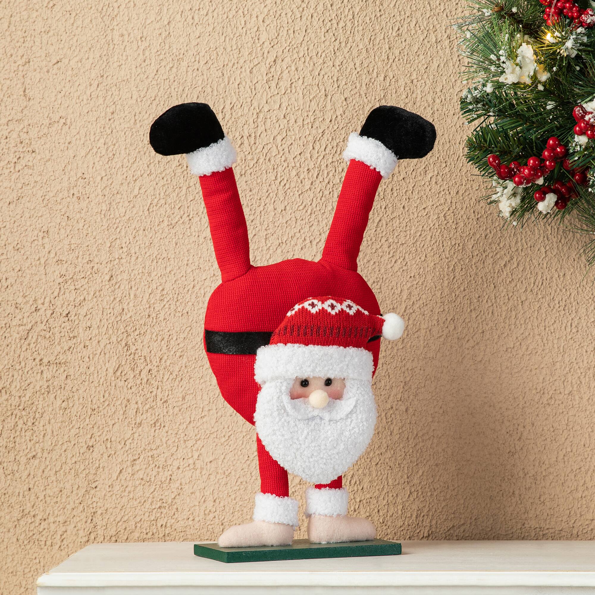 Glitzhome® Upside Down Fabric Santa & Snowman Table Décor Set