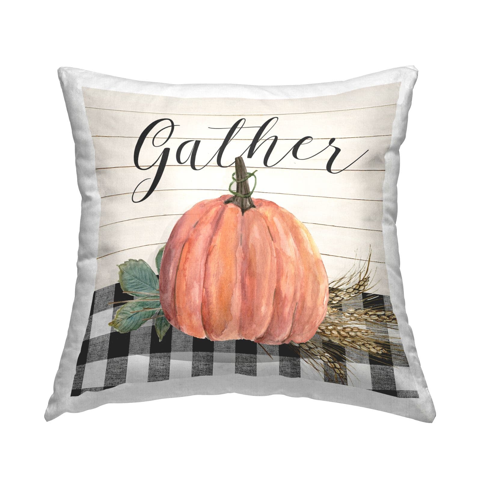 Stupell Industries Gather Typography Tartan Throw Pillow