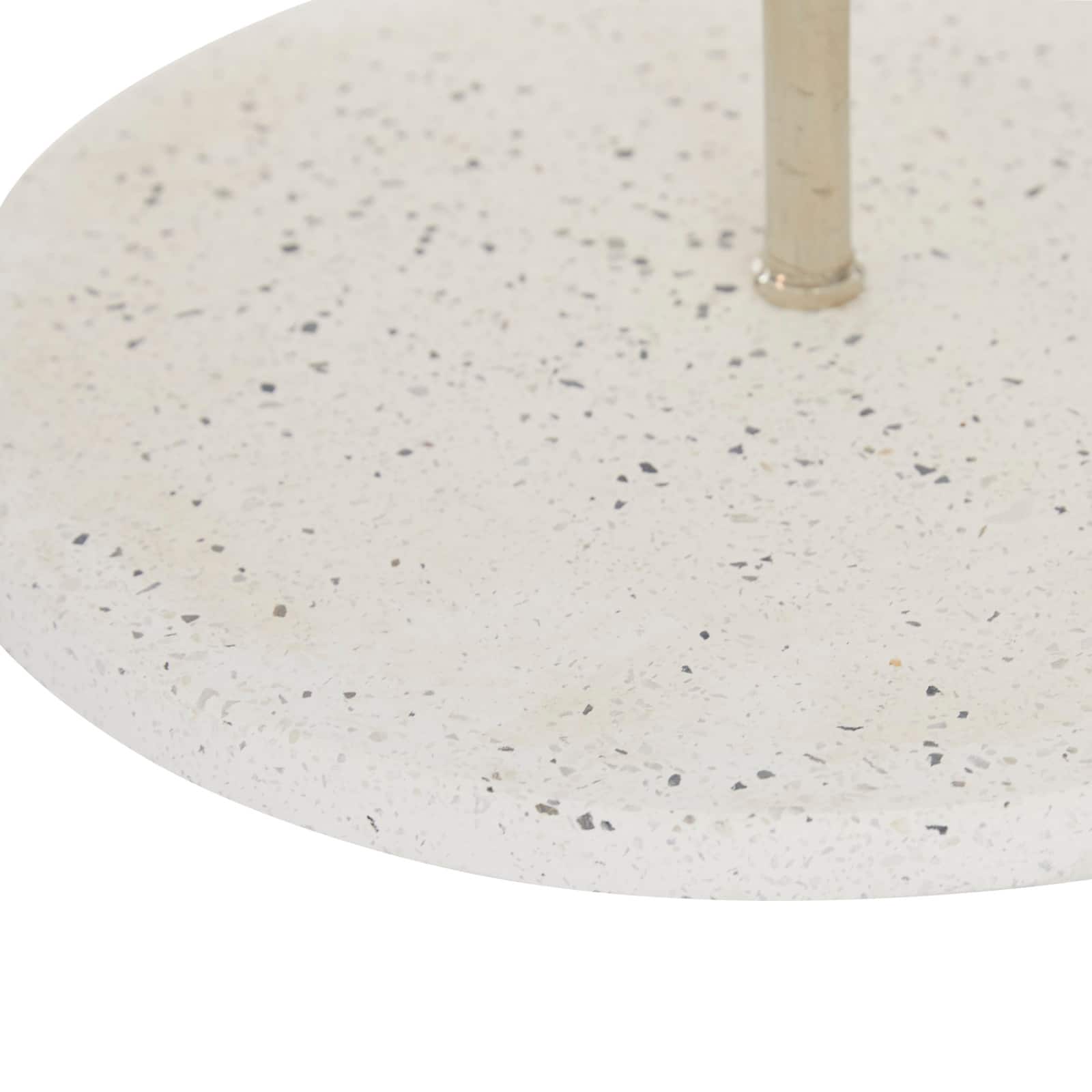 White Stoneware & Aluminum 2 Tier Tray Stand