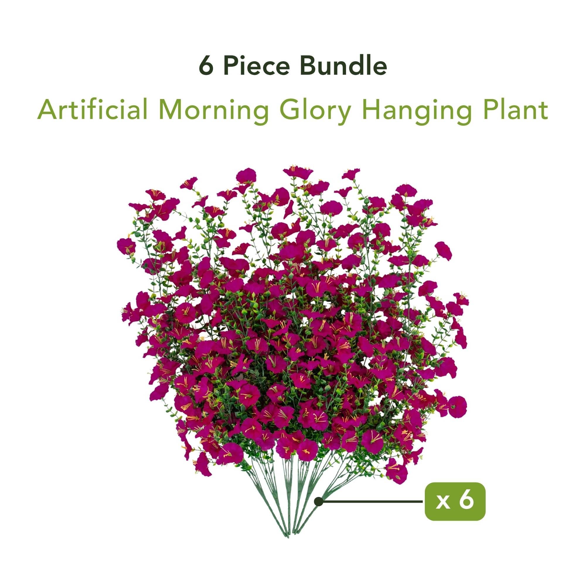 30" UV Resistant Artificial Morning Glory Hanging Plants, 6ct.