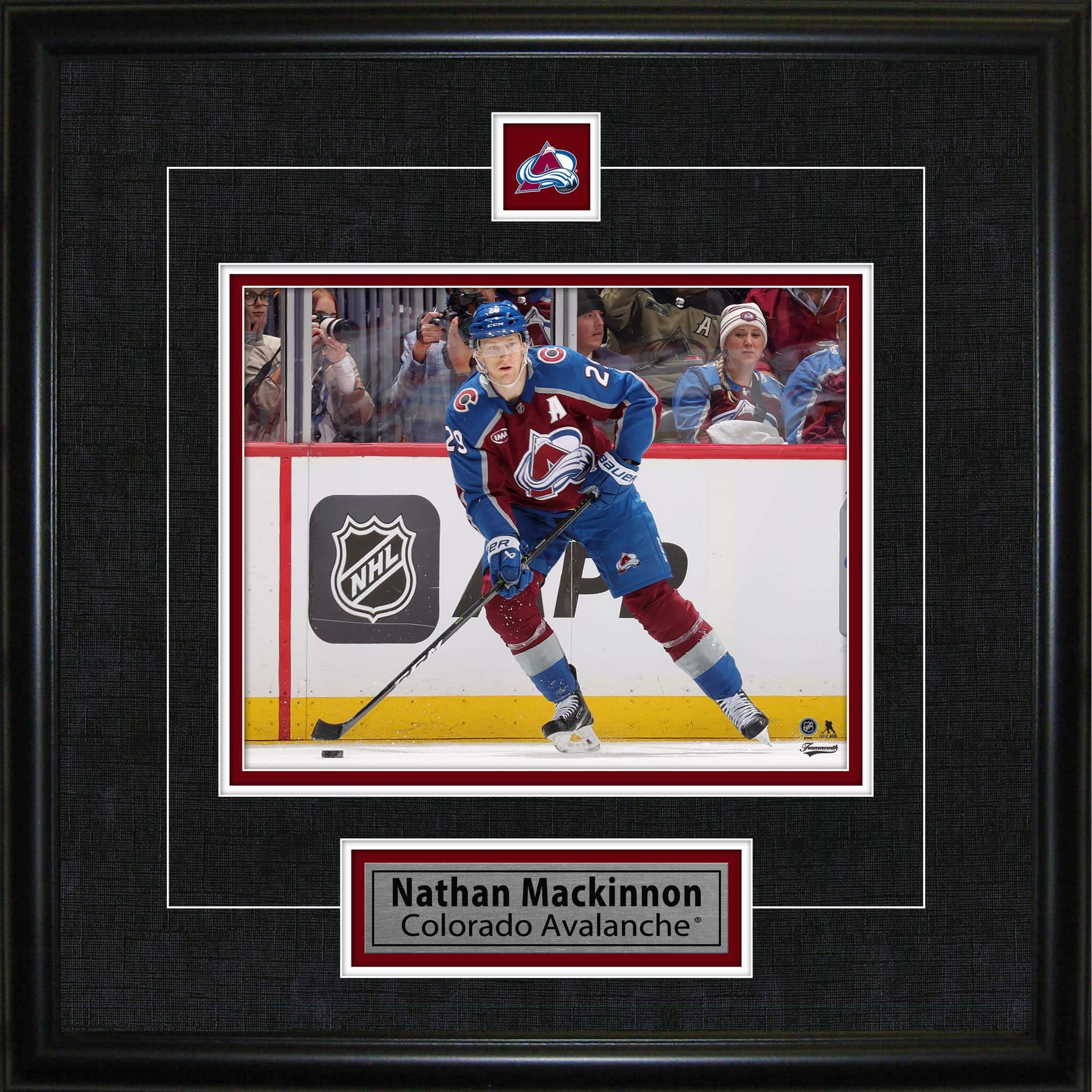 Nathan Mackinnon Framed Pin & Plate Colorado Avalanche 18" x 18"